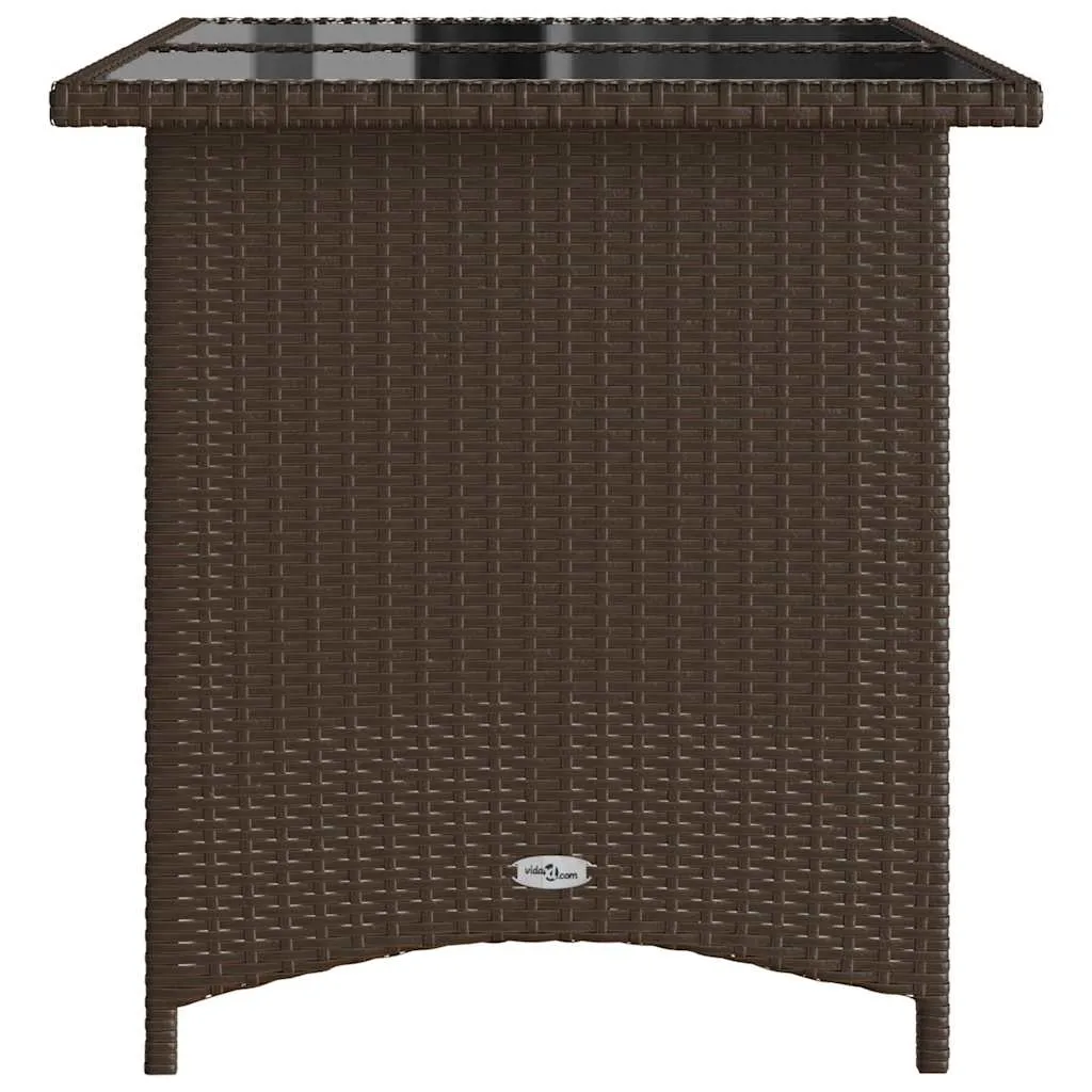 Gartentisch Braun 110 x 68 x 70 cm mit Glasplatte