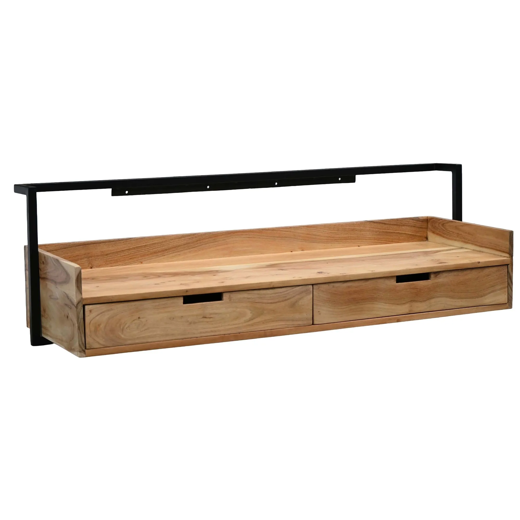 Wandschreibtisch Akazie Massivholz 120cm mit 2 Schubladen - Design Schreibtisch für die Wand Hängend mit Stauraum - Schwebend Handmade