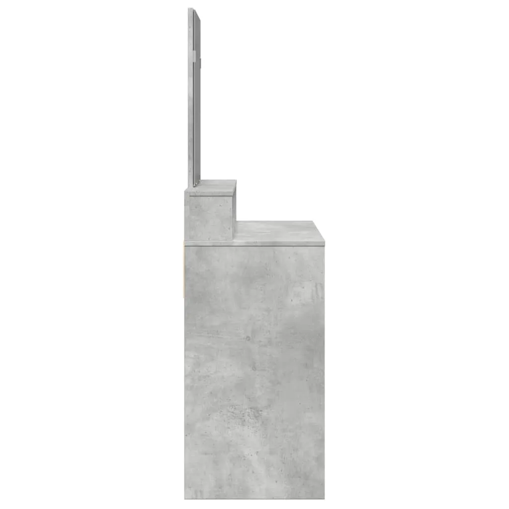 Schminktisch Betongrau 80 x 41 x 144,5 cm aus Holzwerkstoff und Glas