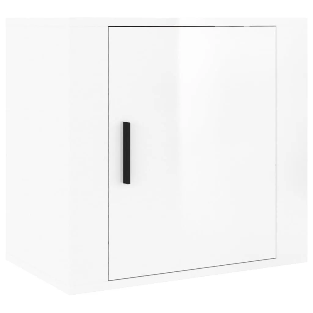 Wand-Nachttisch Holzwerkstoff 50 x 30 x 47 cm Hochglanz-Weiß