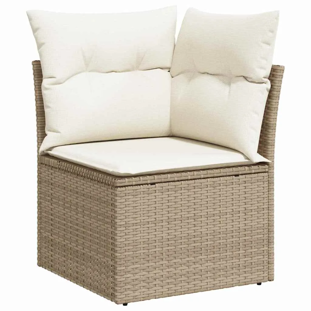 Poly-Rattan Garten-Esszimmer-Set 100x55x73 cm Beige Creme mit Echtholz