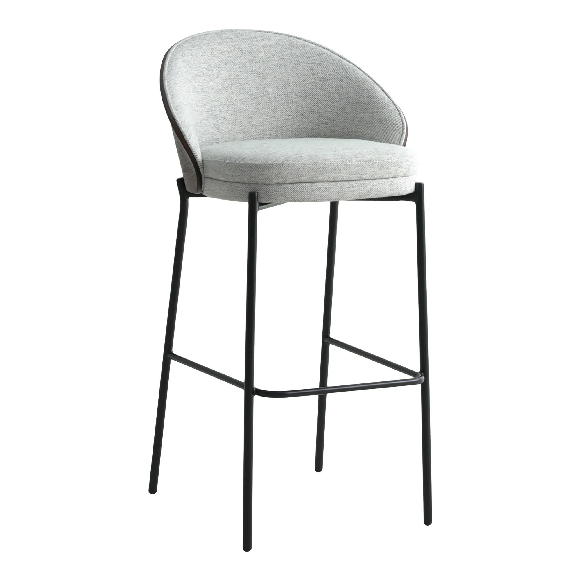 tinkaro Barhocker Canelas MDF, Polyester, Stahl Hellgrau / Dunkelbraun