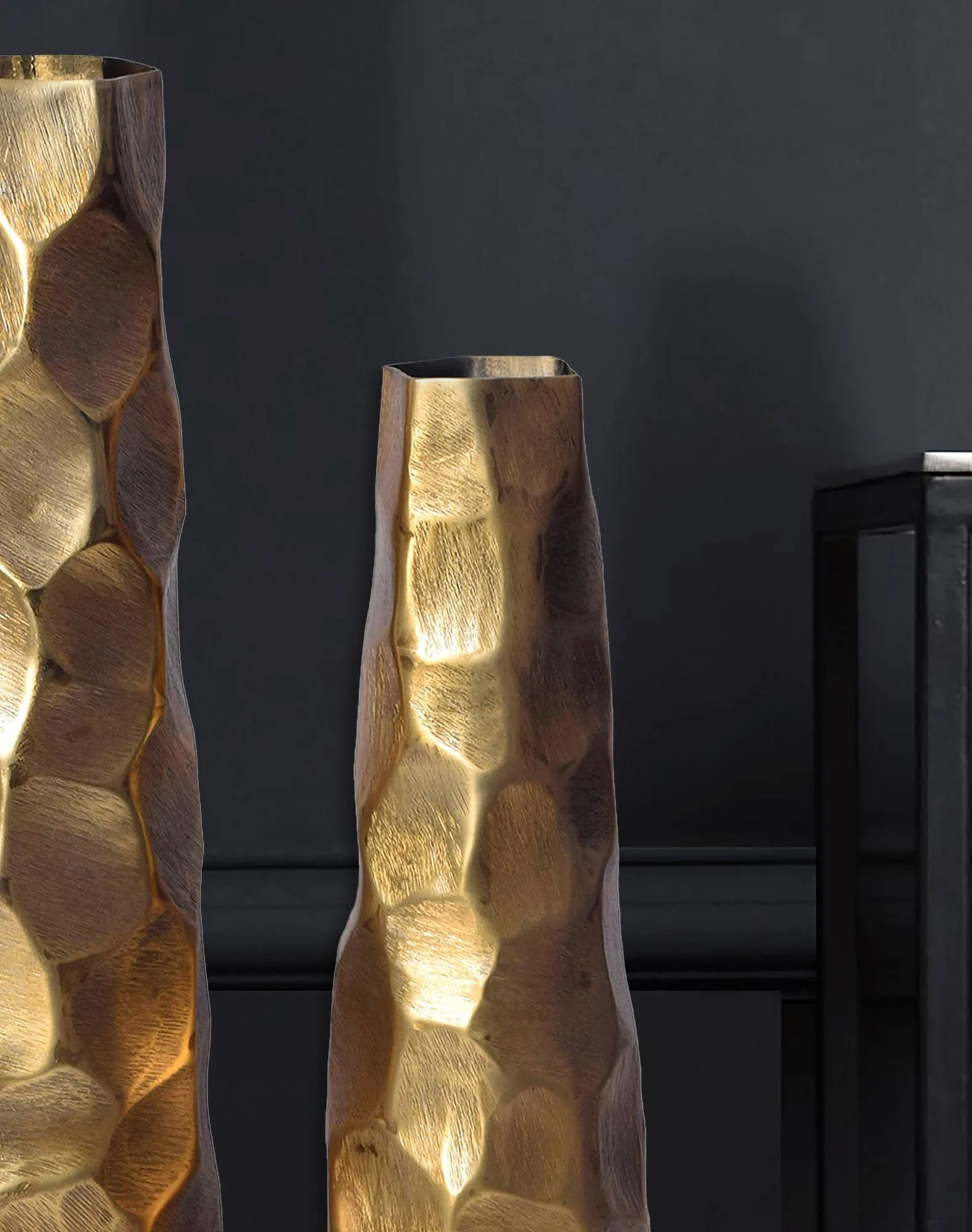 Deko Vase 2er Set Aluminium Gold Blumenvase Modern