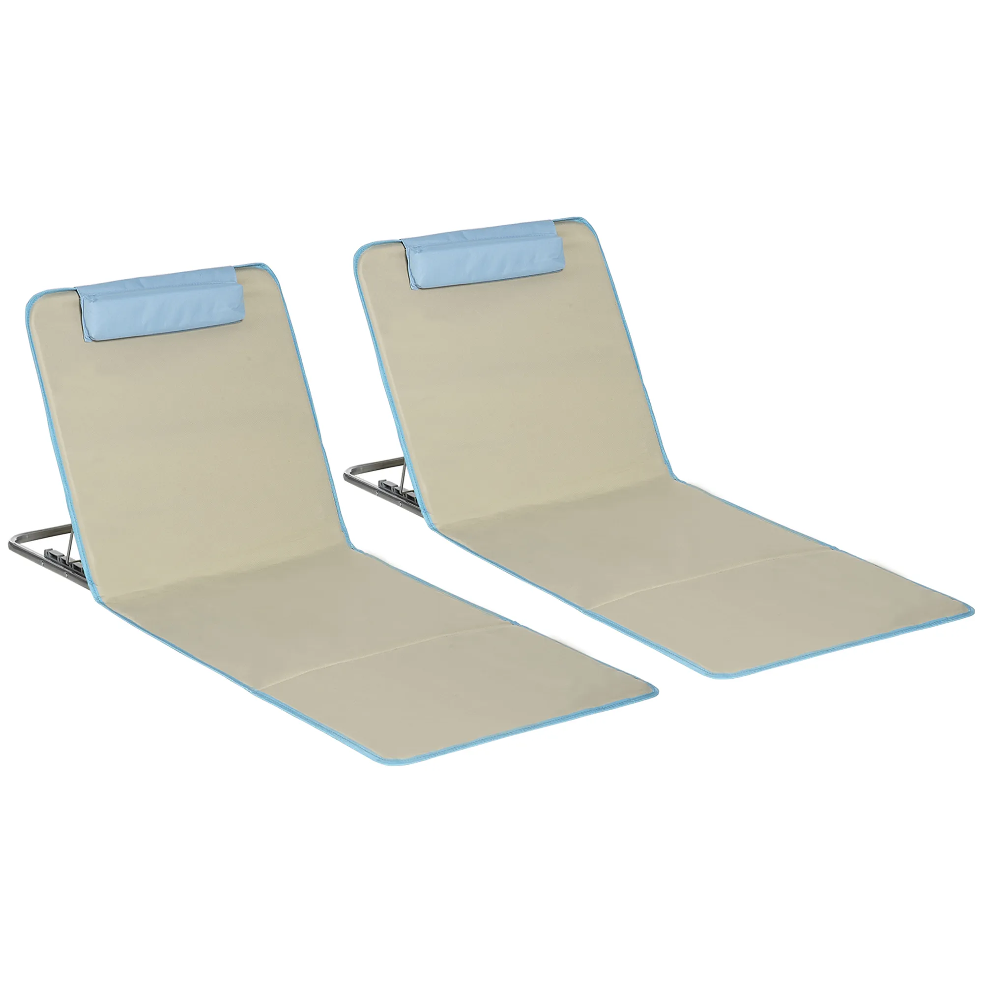 Strandmatten Set 124x53x35-45 cm Beige mit verstellbarer Rückenlehne