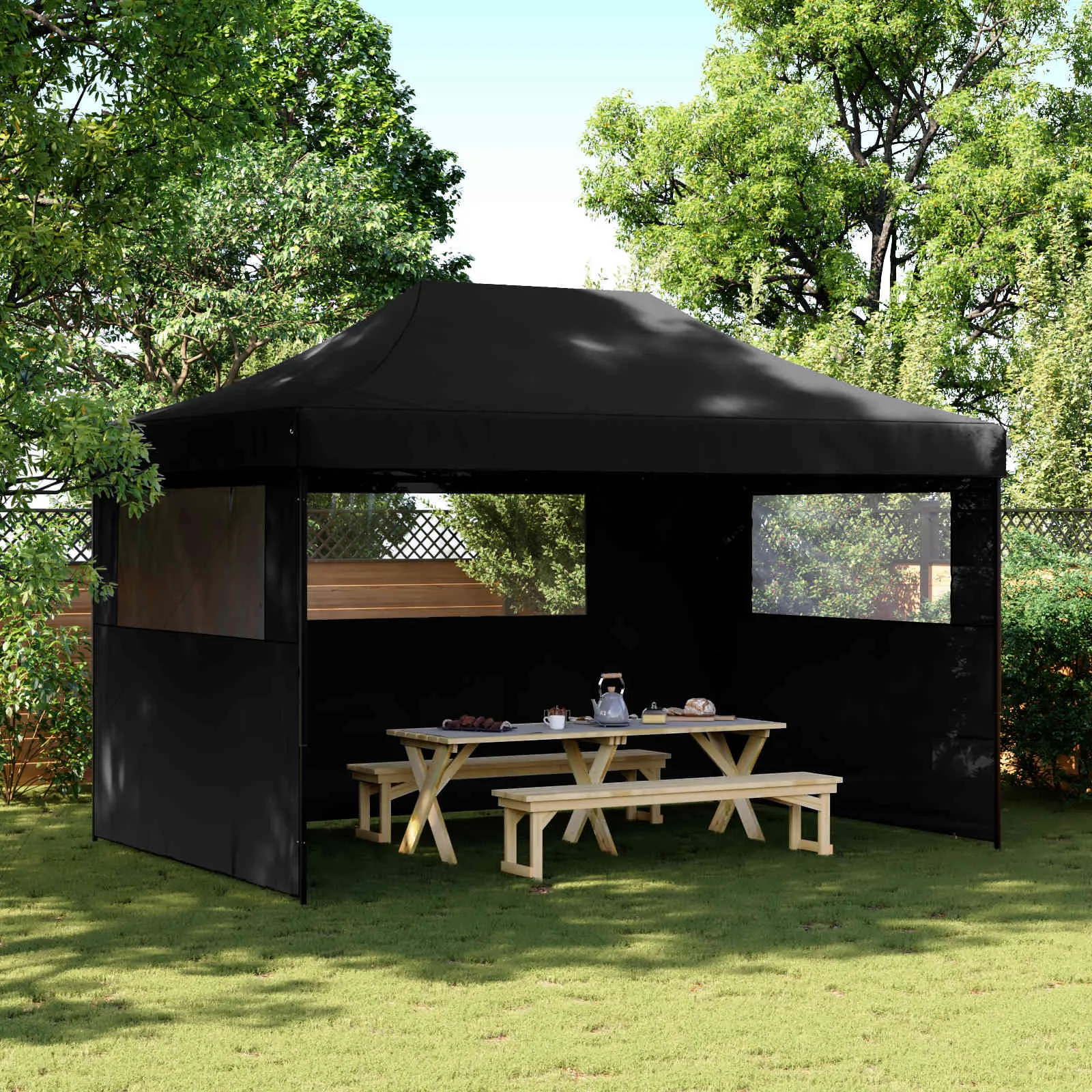Faltbares Pop-up-Partyzelt 440x292x315 cm in Schwarz