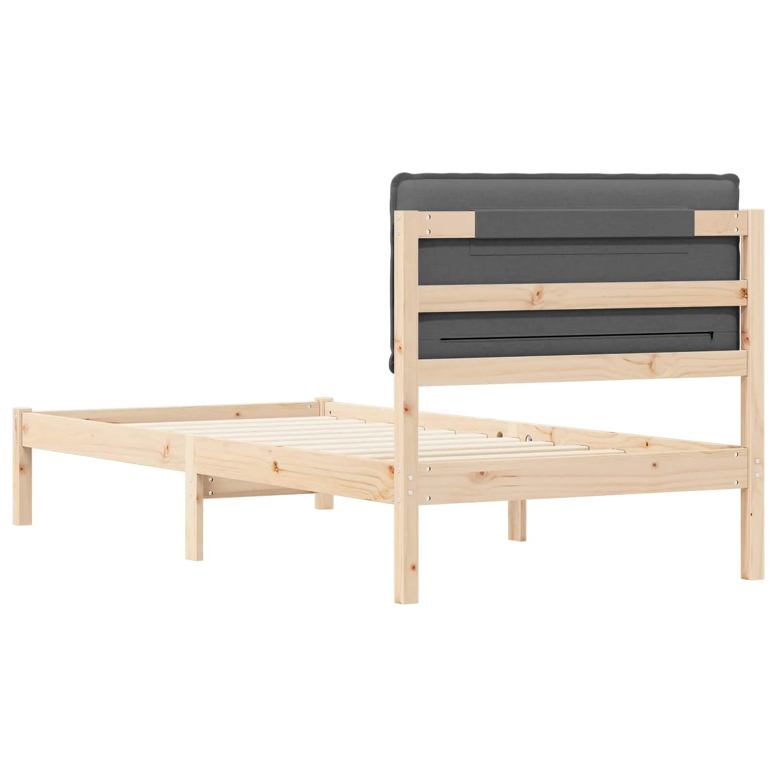 Bettgestell mit gepolstertem Kopfteil 75 x 190 cm Dunkelgrau