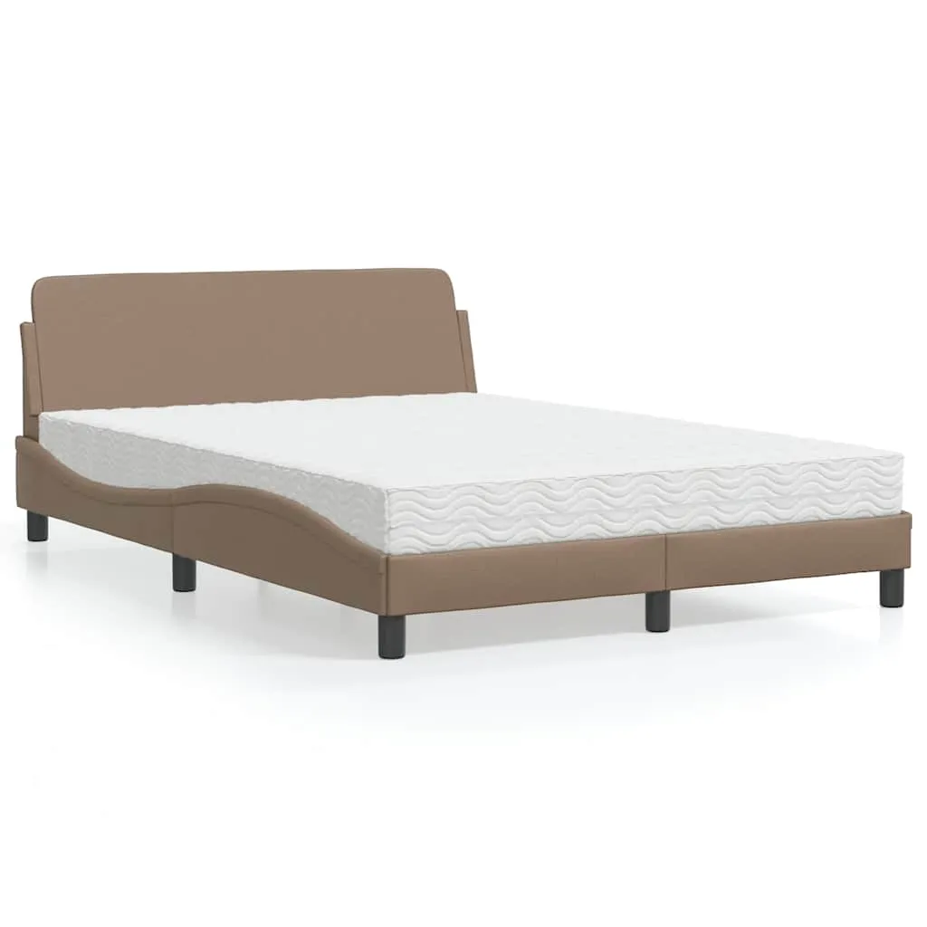 Bettgestell mit Schaumstoffmatratze 218x125x74,5 cm Cappuccino-Braun