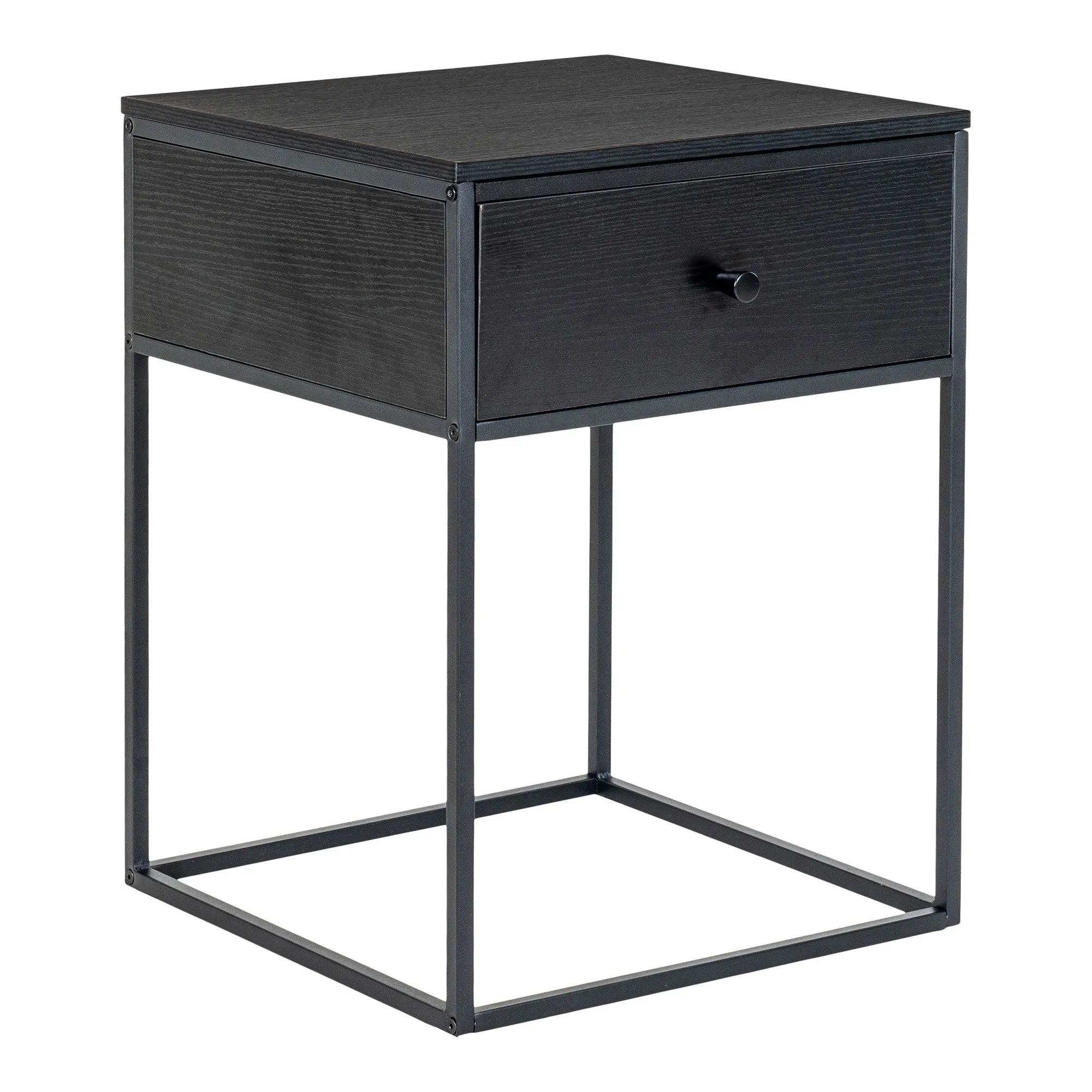 tinkaro Vita Beistelltisch mit 1 Schublade 40x40x55 cm Schwarz