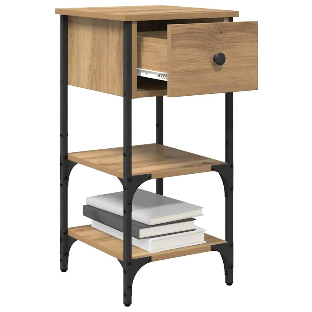 Moderner Nachttisch 33,5x36x70 cm Braun aus massivem Holz