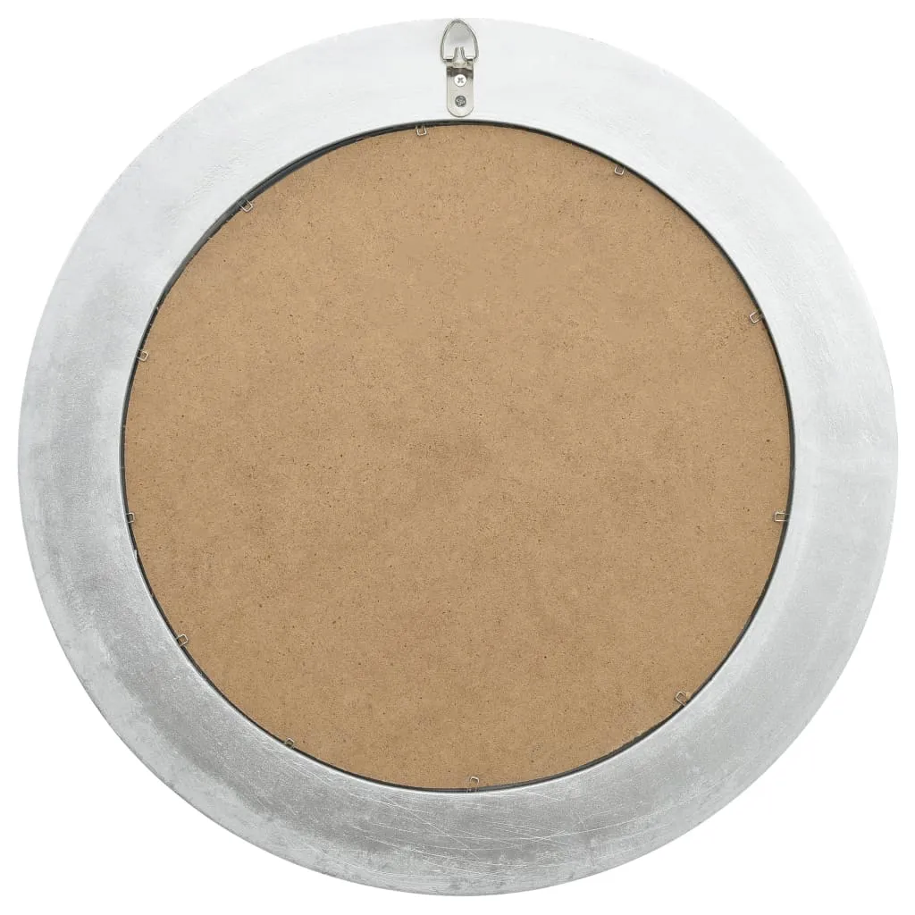 Runder Wandspiegel 50 cm Silber mit Massivholz Rahmen im Barockstil