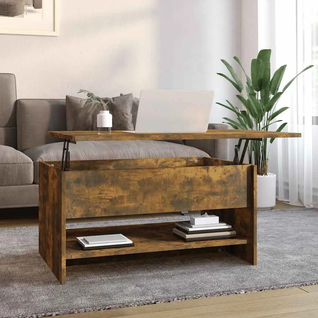 Moderner Couchtisch 80 x 50 x 40 cm in Räuchereiche mit Stauraum