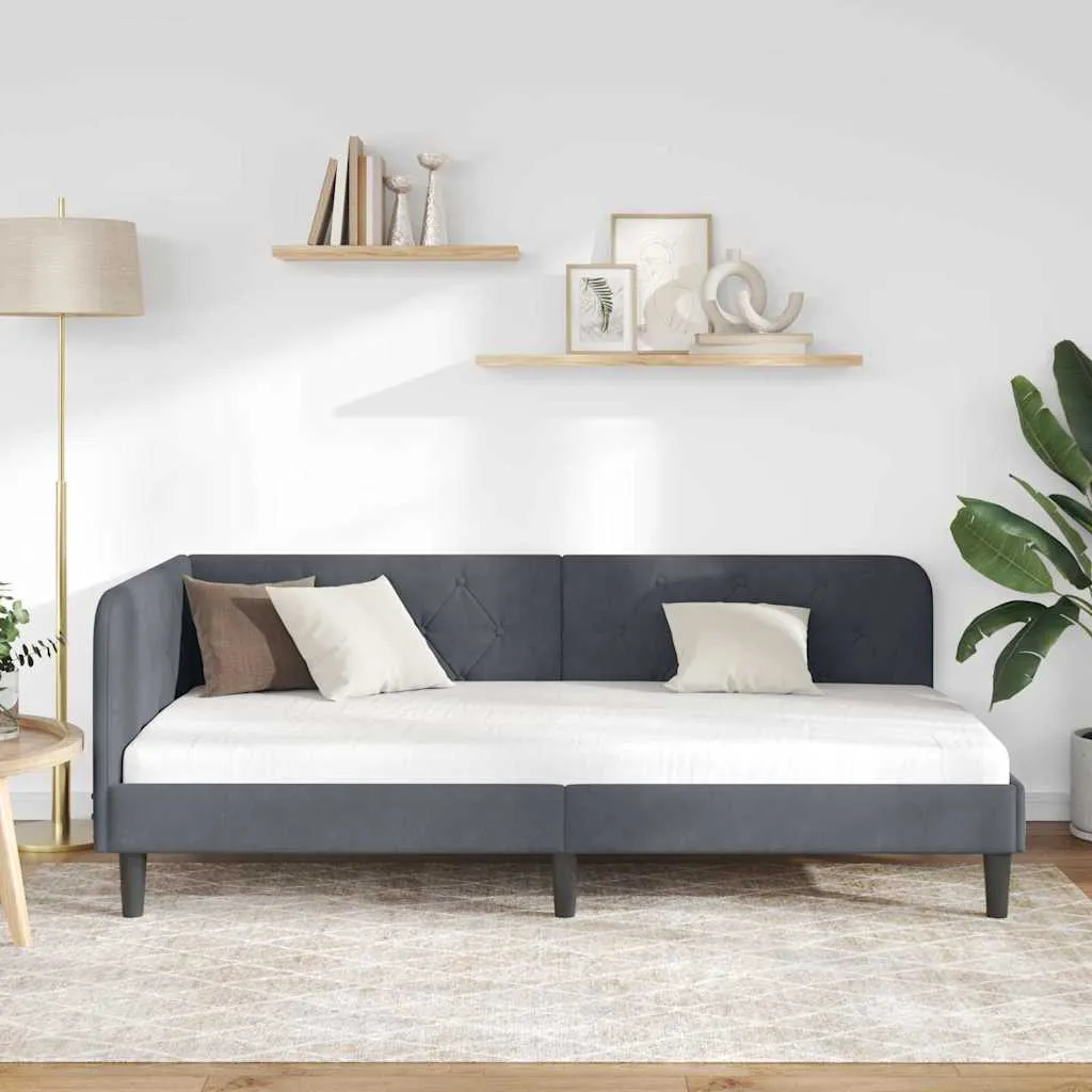Eckbettgestell 194 x 94 x 72 cm Dunkelgrau