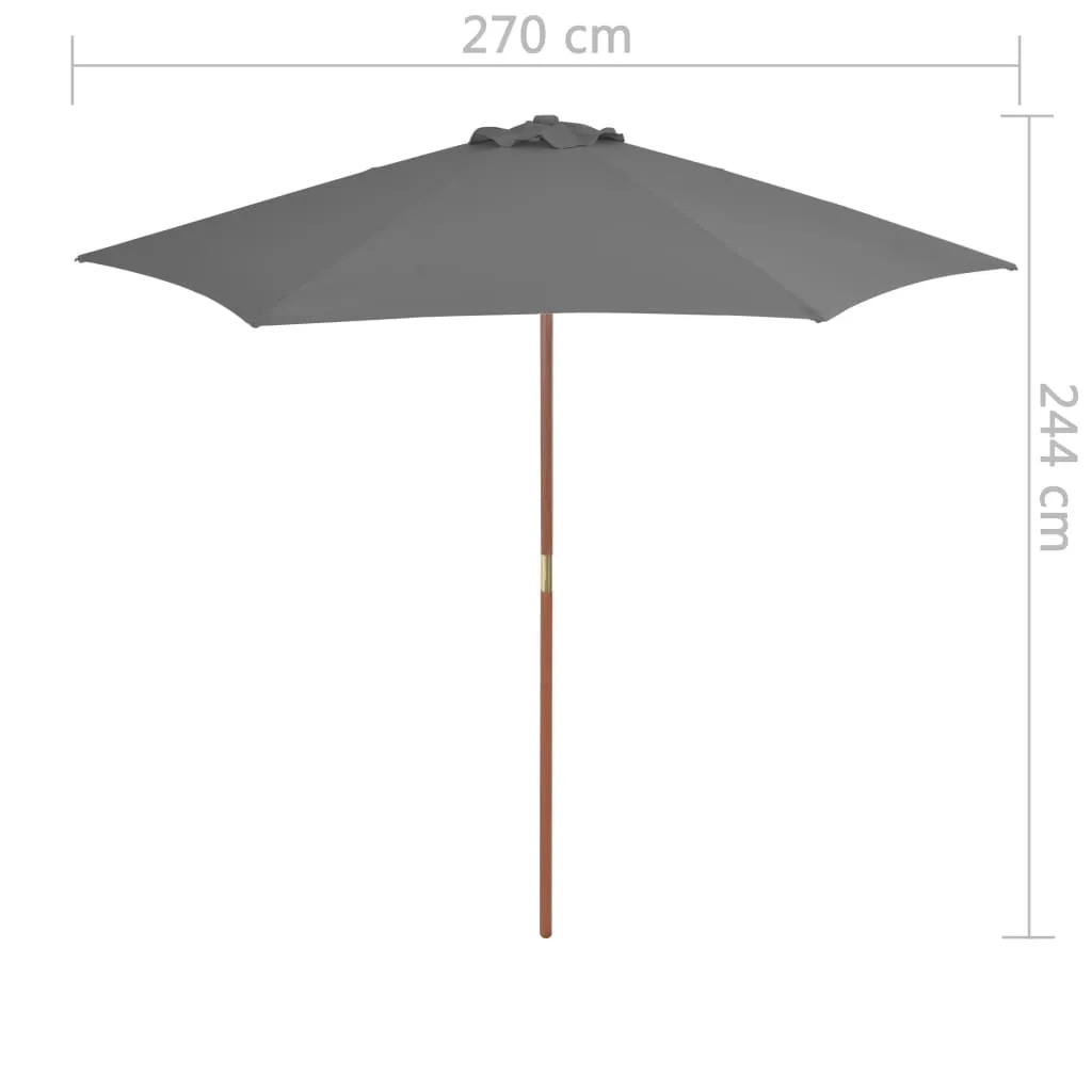 Eleganter Gartenschirm 270x244 cm Anthrazitgrau mit Massivholz-Mast