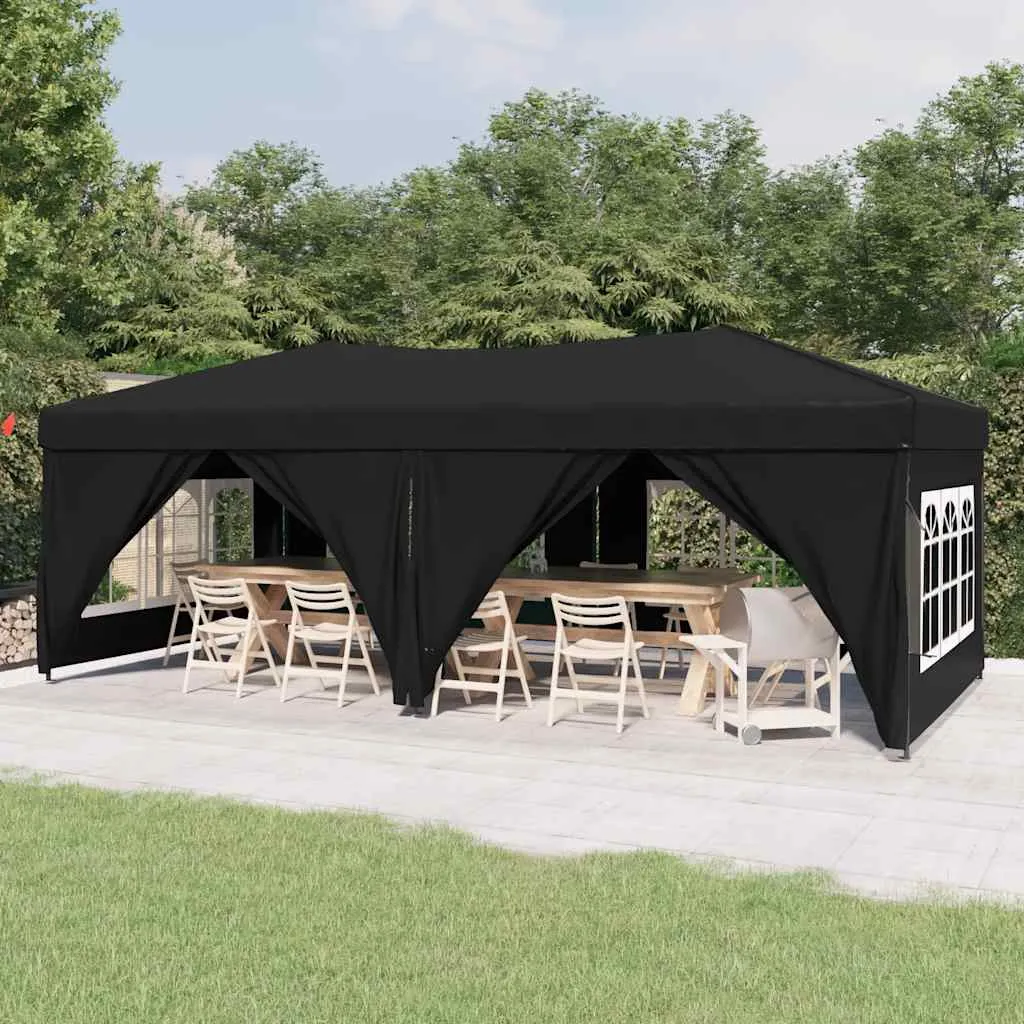 Faltbares Partyzelt 580x292x245 cm Schwarz mit Stahlgestell