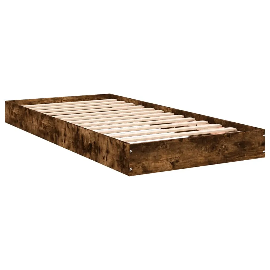 Bettgestell Räuchereiche 193x78x17 cm aus Holzwerkstoff