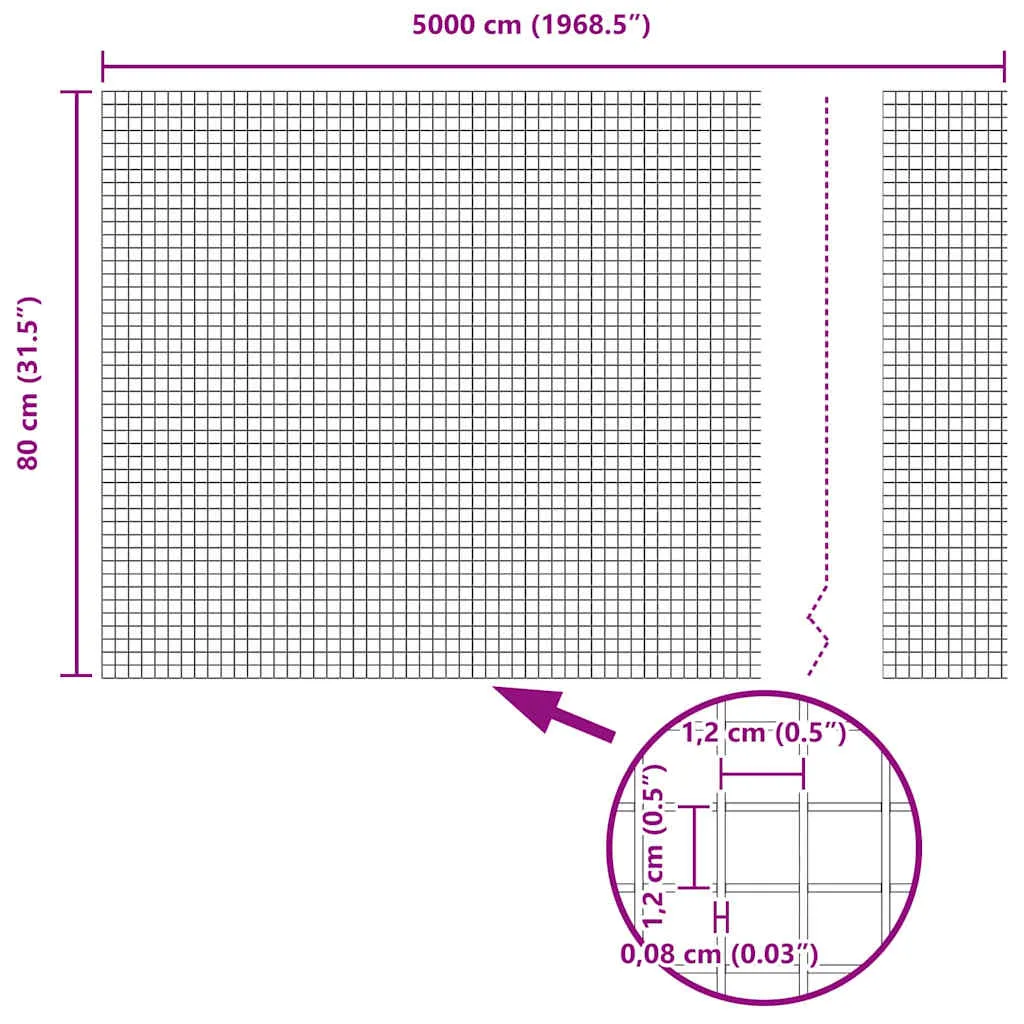 Geschweißter Drahtzaun Grün 5000 x 80 cm für Außenbereich