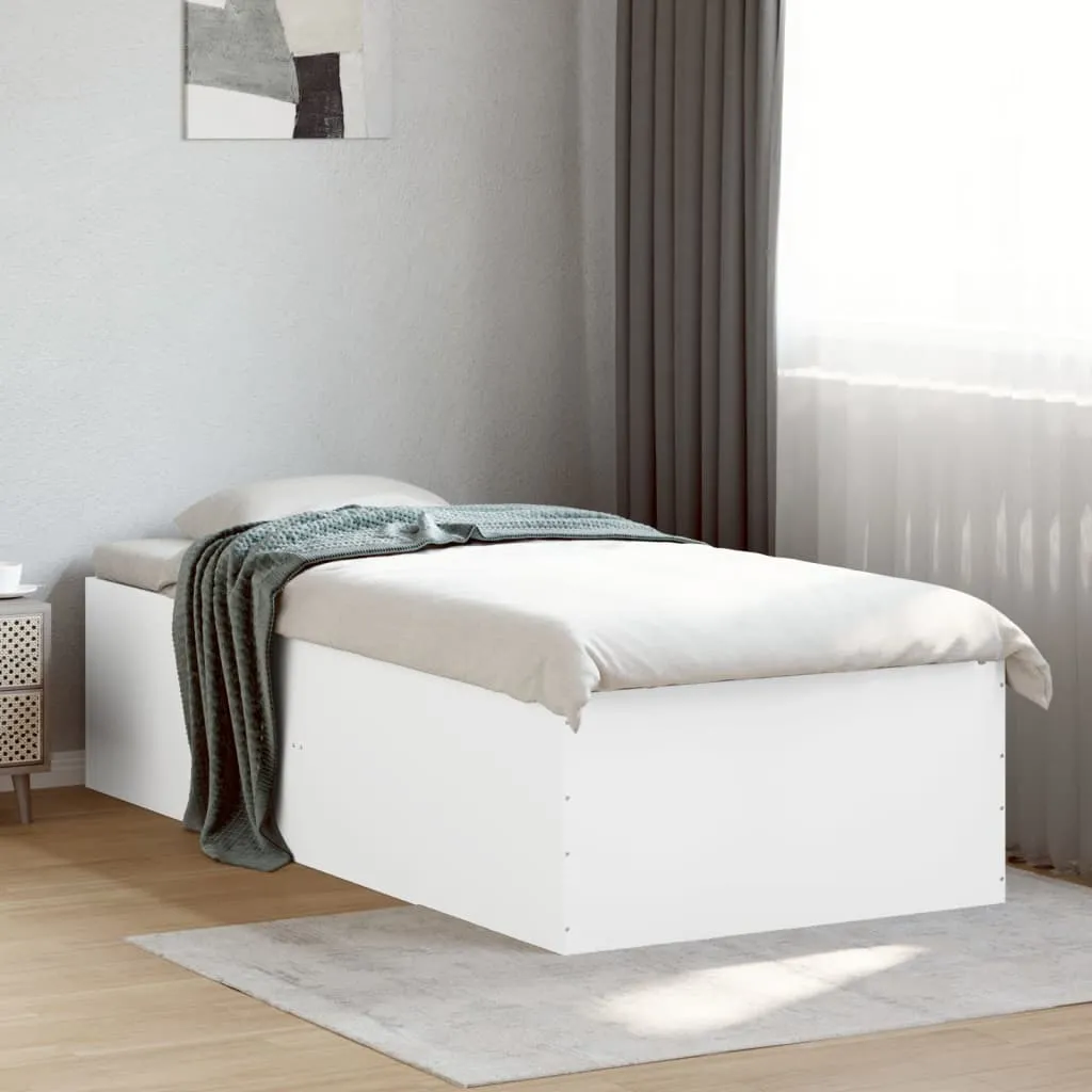 Bett Weiß 193 x 93 x 45 cm mit Holzwerkstoff und Latten