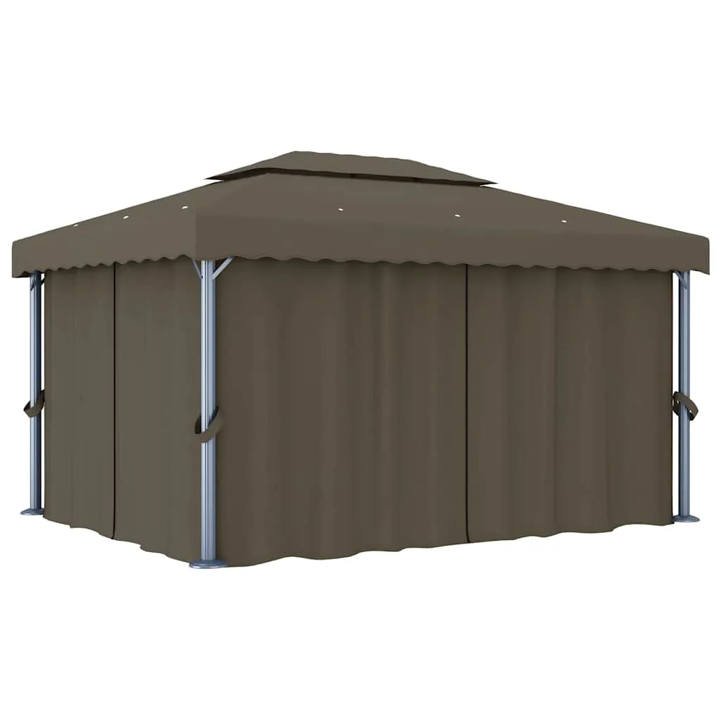 Pavillon 4x3 m Taupe mit Aluminiumgestell und Doppeldach