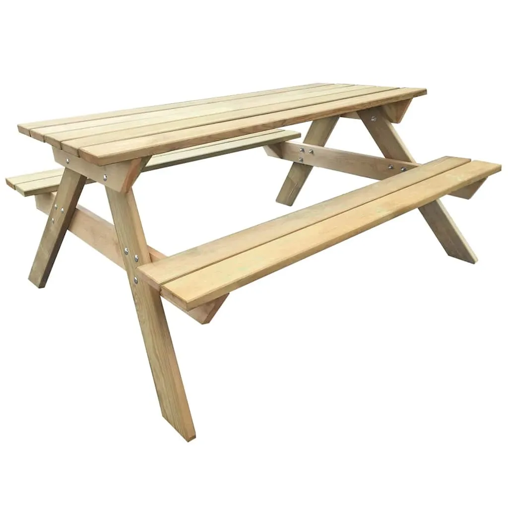 Picknicktisch aus grün imprägniertem Massivholz 150x135x71,5 cm