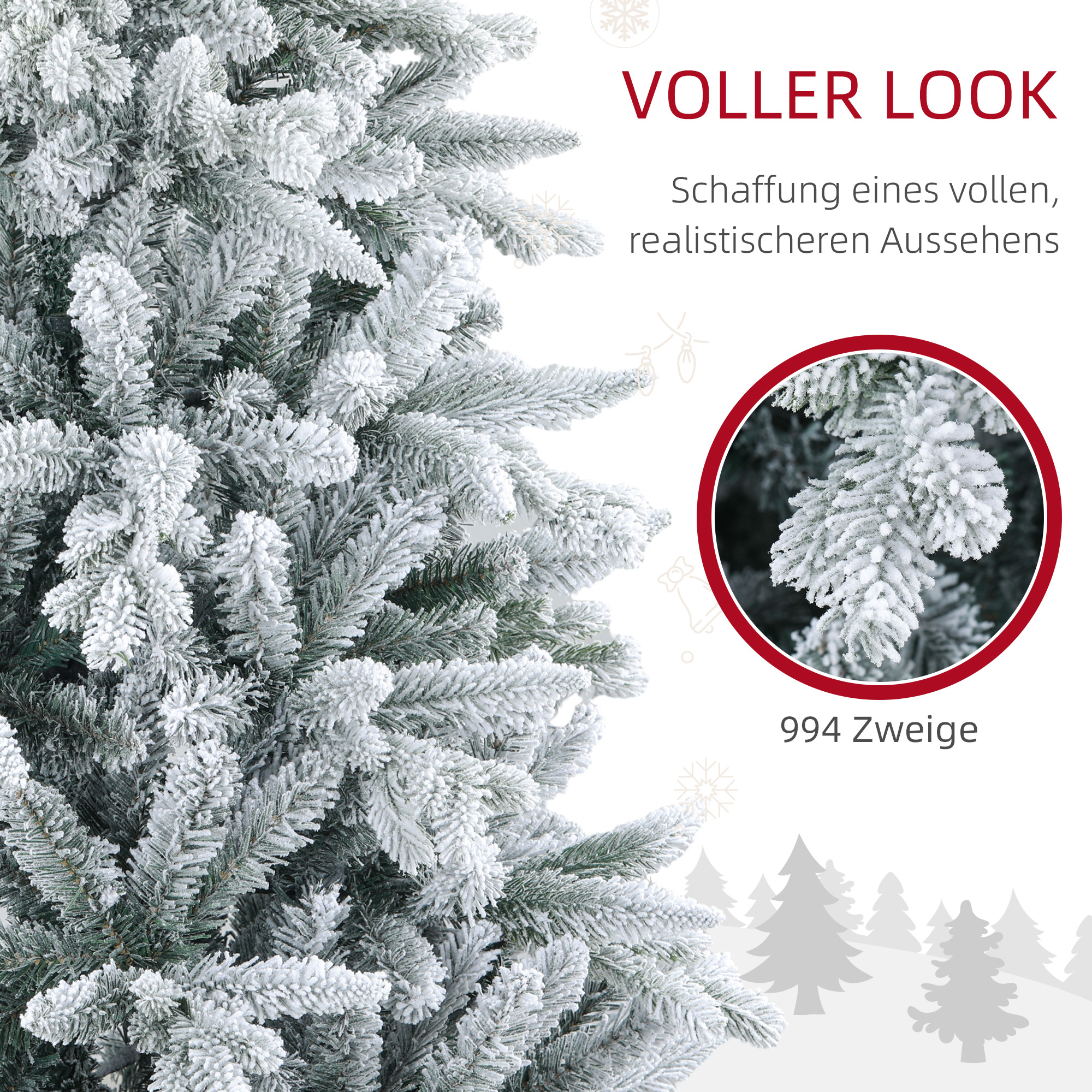 Weihnachtsbaum 180 cm schneebedeckt flammhemmend Grün