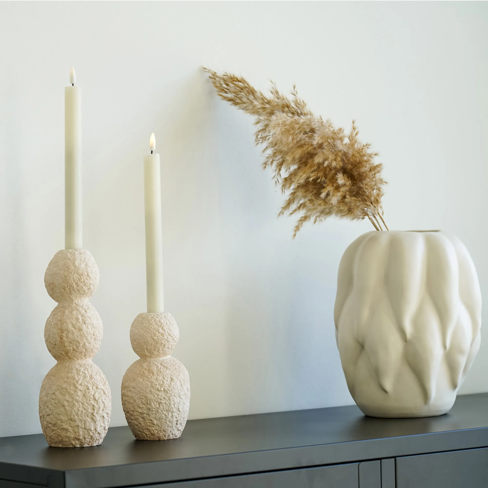 tinkaro Kerzenhalter Zement Beige