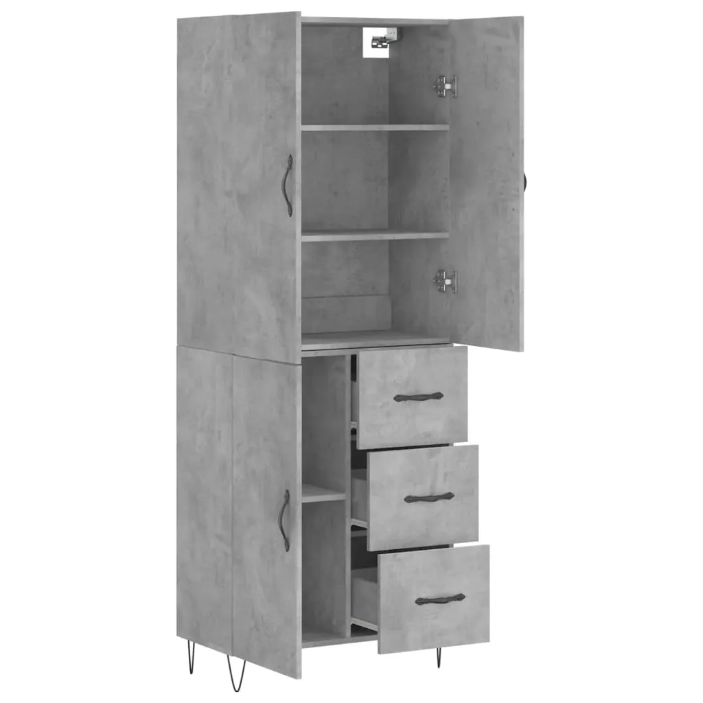 Elegantes Highboard 69,5 x 34 x 180 cm in Betongrau