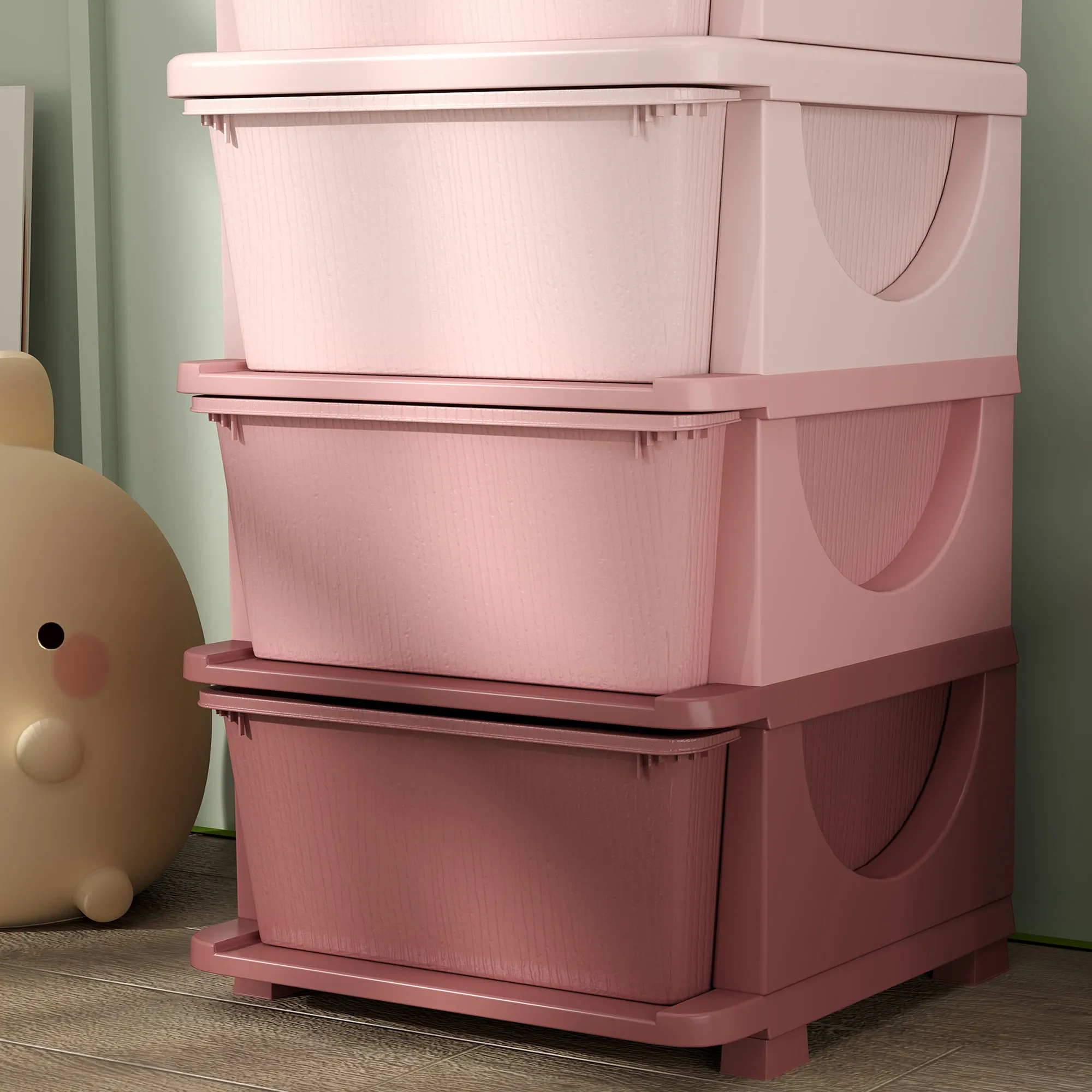 Aufbewahrungsbox Rosa 37L x 37B x 76H cm mit 4 Schubladen