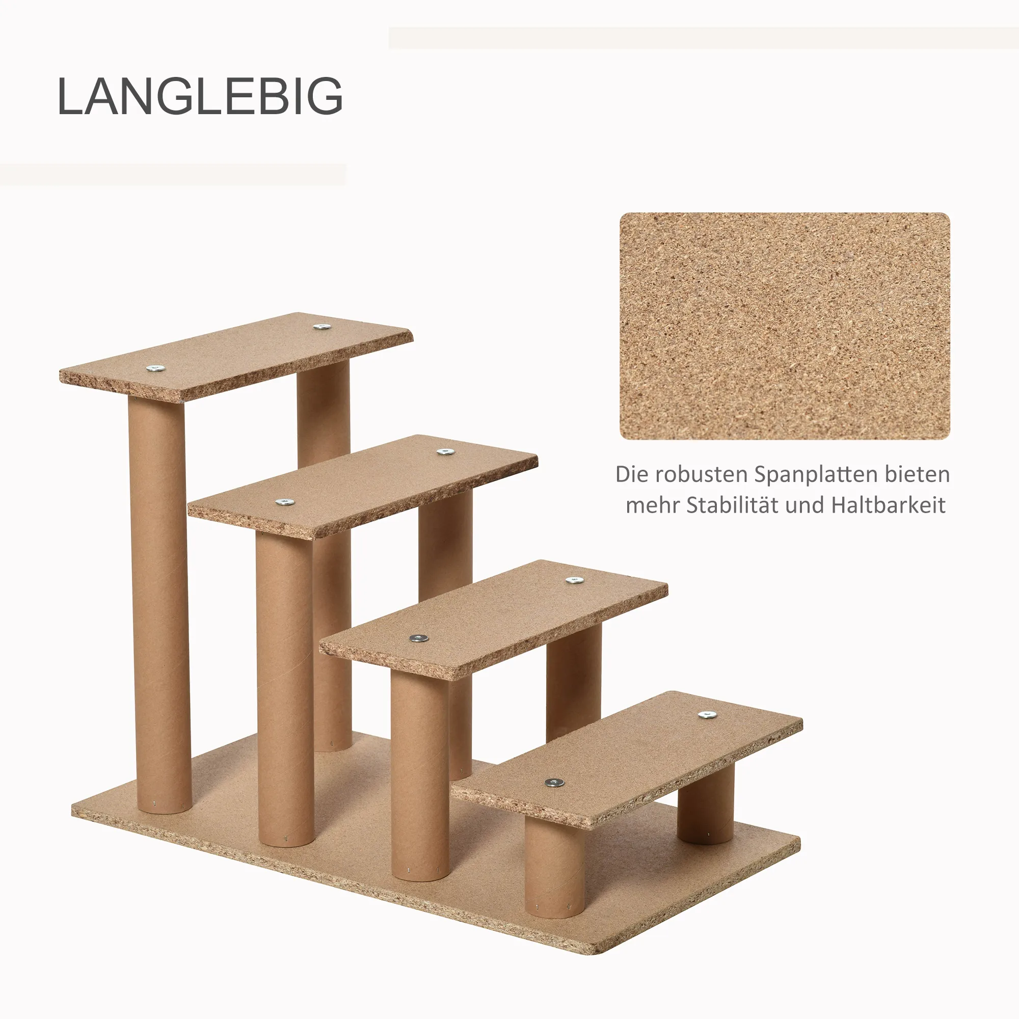 Katzentreppe Beige 60L x 35B x 44H cm für Haustiere bis 5 kg