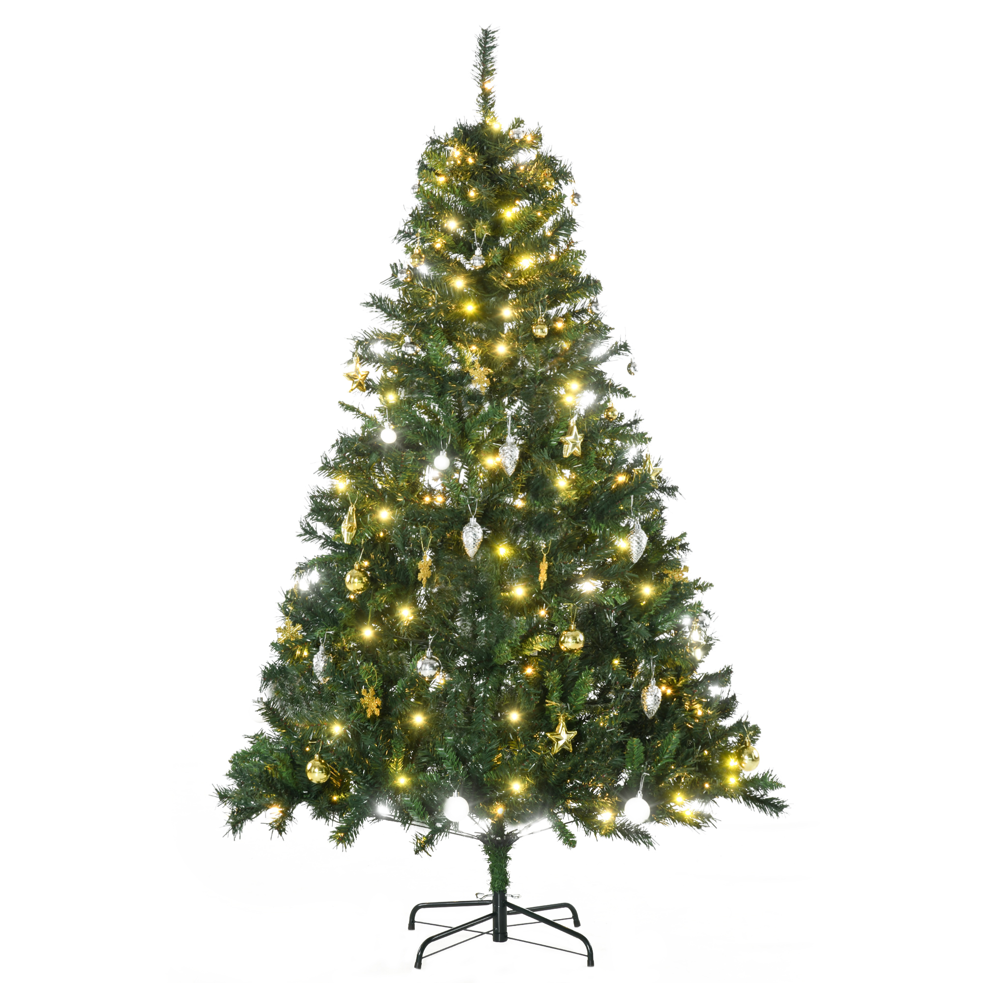 Künstlicher Weihnachtsbaum 180 cm mit LED und Kugeln, Grün