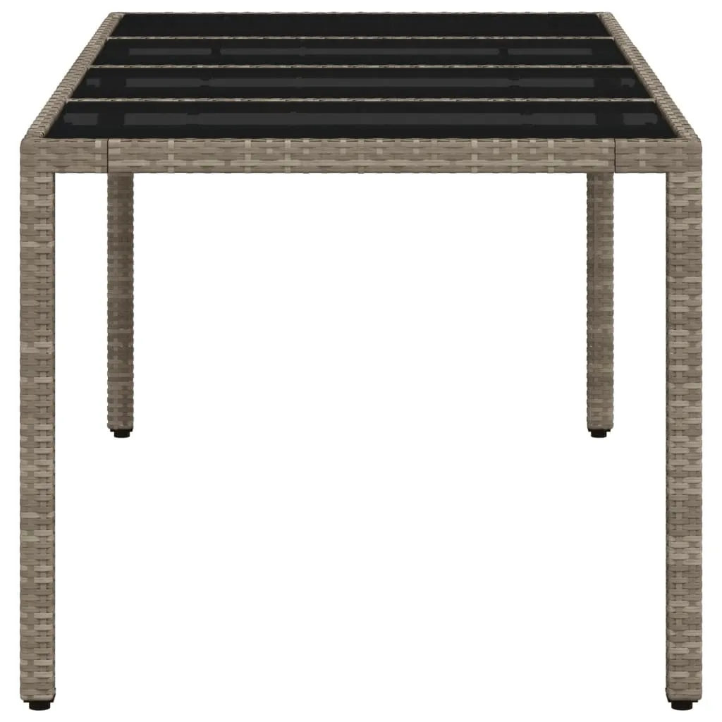 Gartentisch Hellgrau 190 x 90 x 75 cm aus PE-Rattan und Hartglas