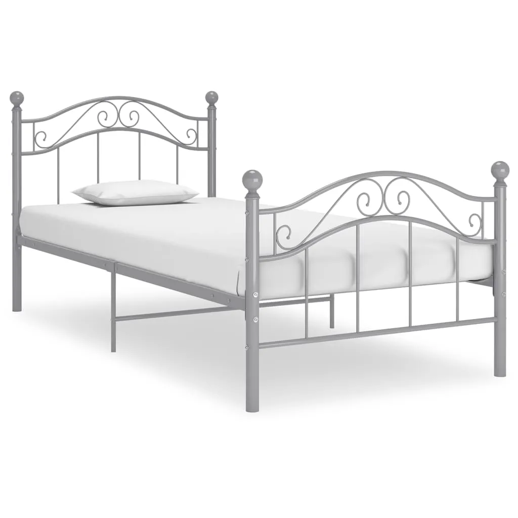 Einzelbett Metallgestell 209x97x92,5 cm Grau