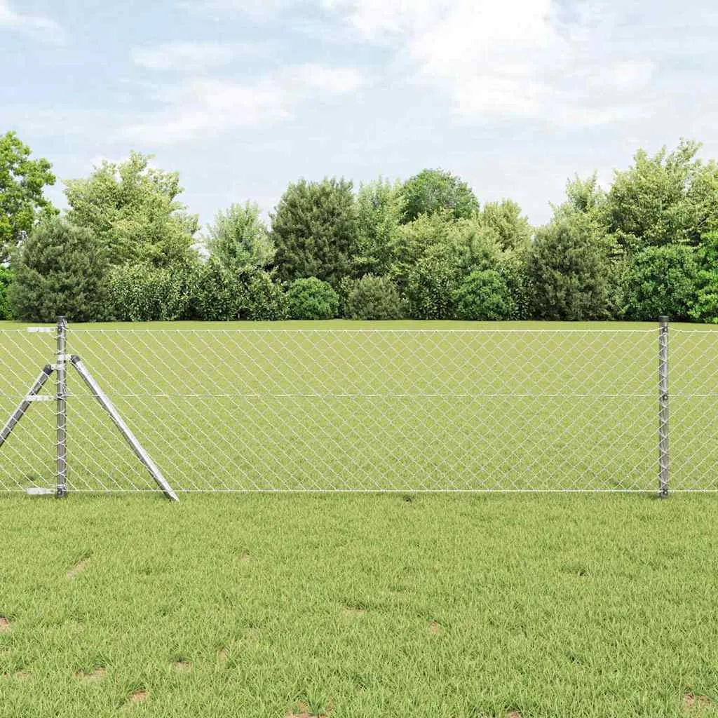 Zaunpfosten-Set aus Stahl Silber 1000 x 3,2 x 80 cm