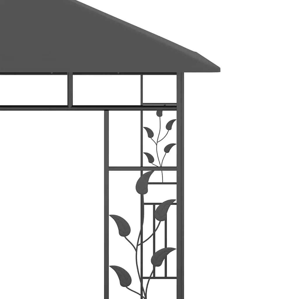 Pavillon 3x3 m Anthrazit mit Metallrahmen und Stoff-Sonnendach