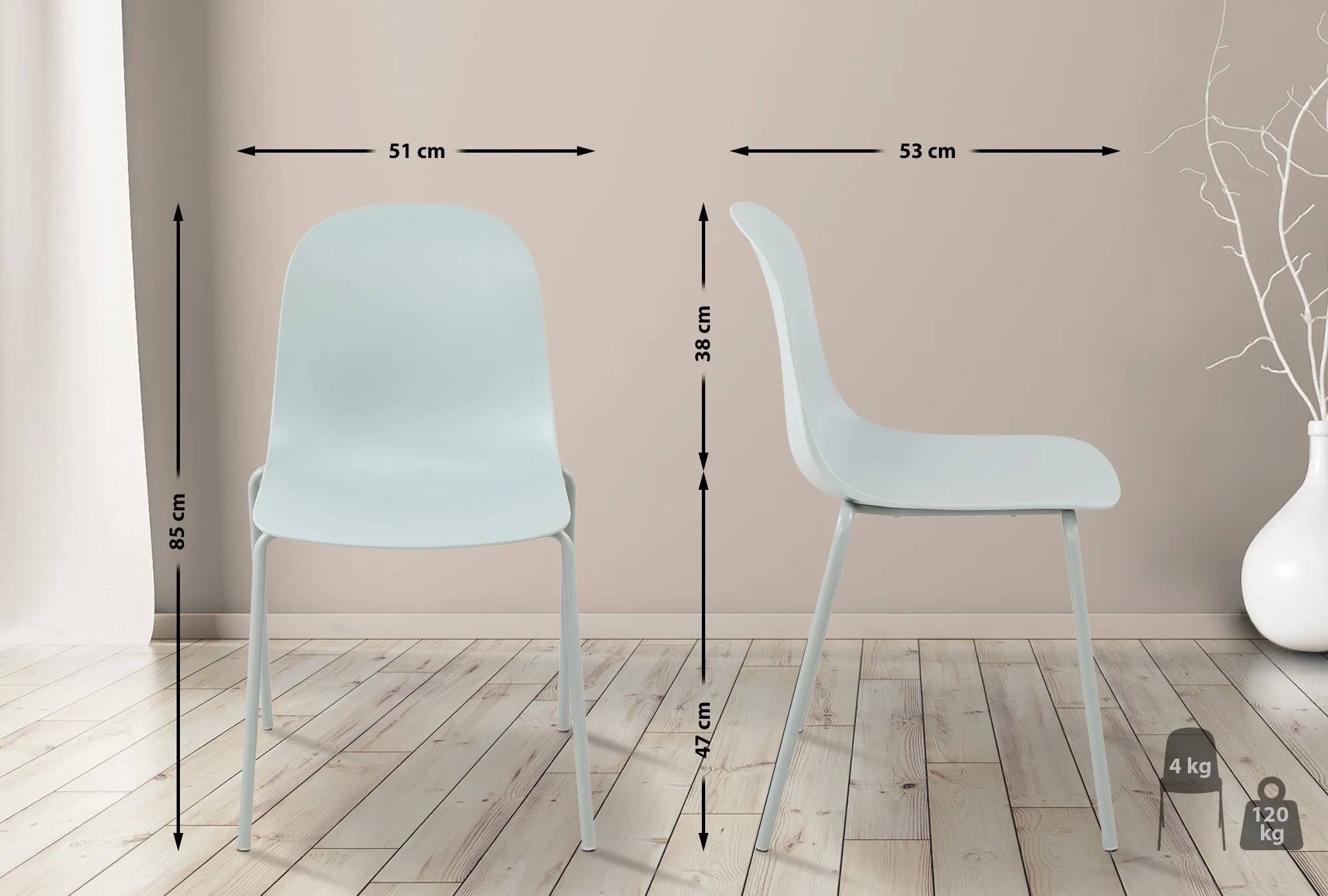 Stapelstuhl Hardin 85x51x53 cm türkis