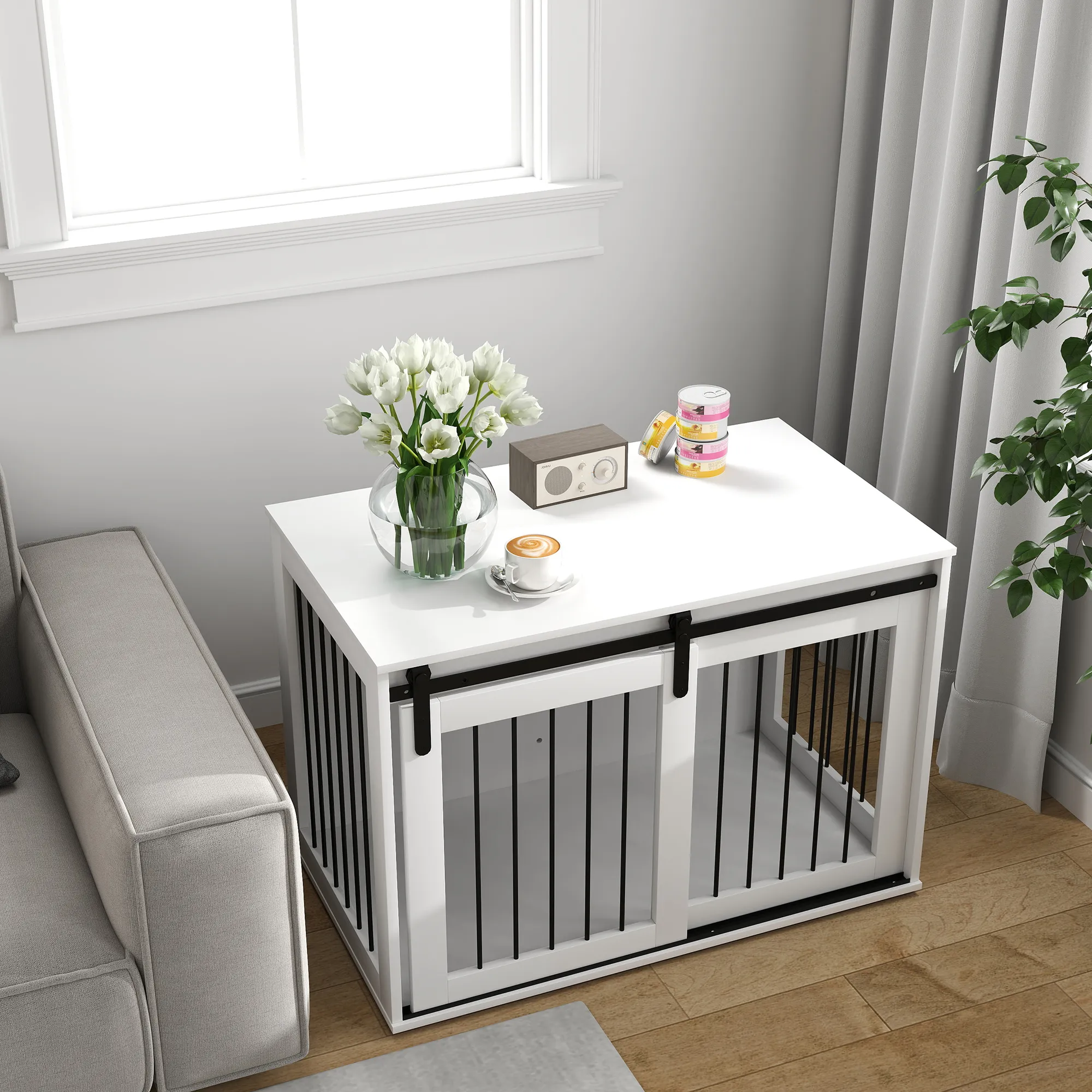 Hundekäfig Weiß 98L x 58B x 61H cm