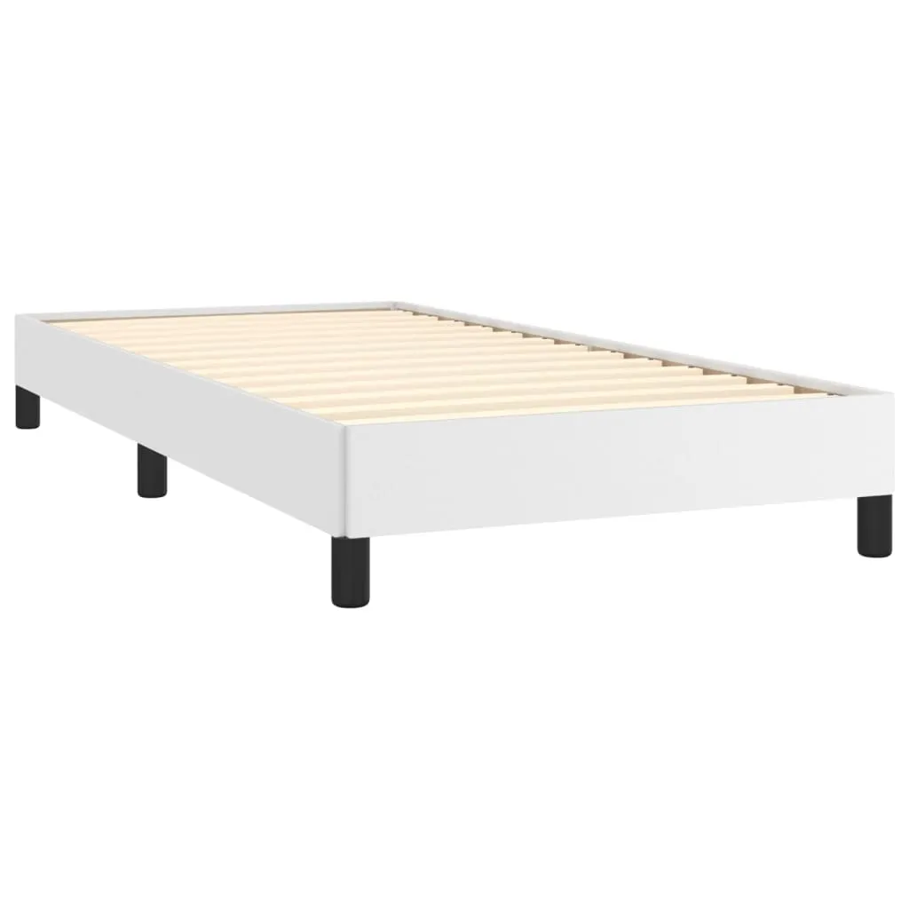 Weißes Kunstlederbett 203 x 83 x 25 cm mit Sperrholzlatten