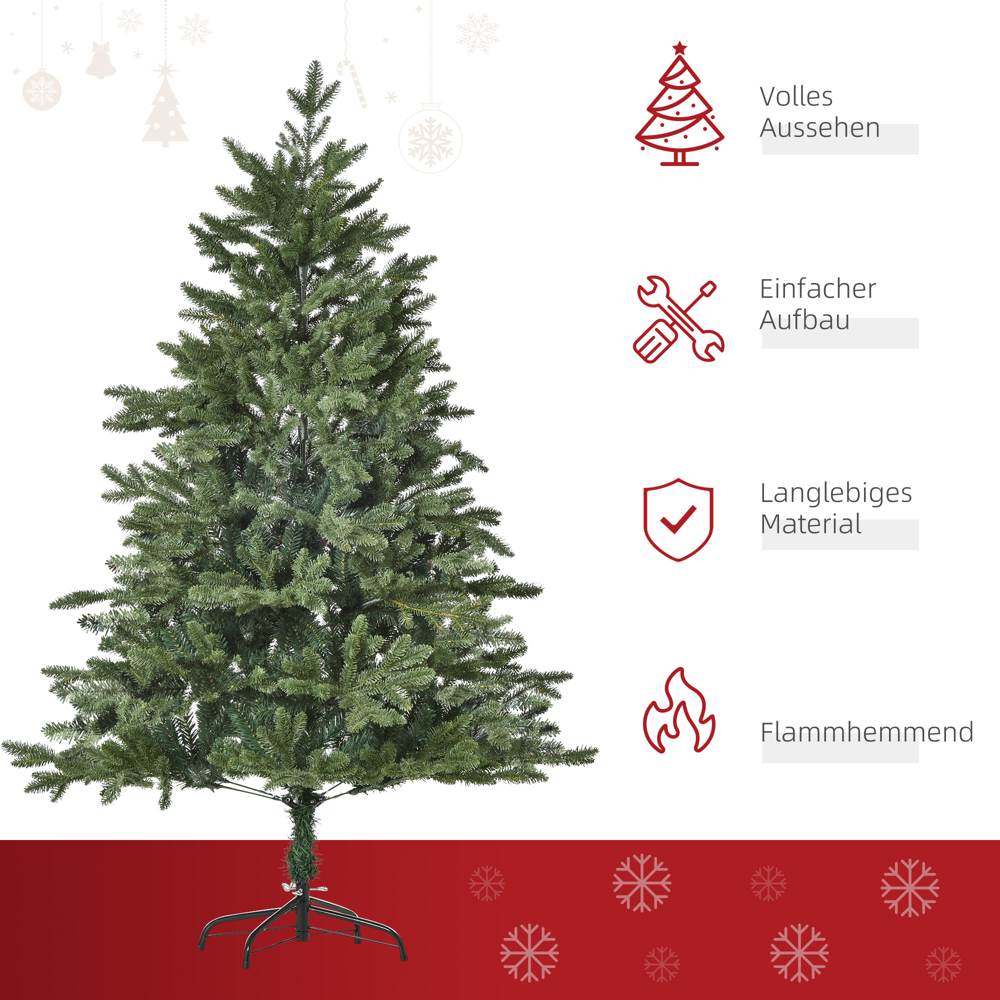 Künstlicher Weihnachtsbaum 150 cm Tannenbaum PVC PE Grün