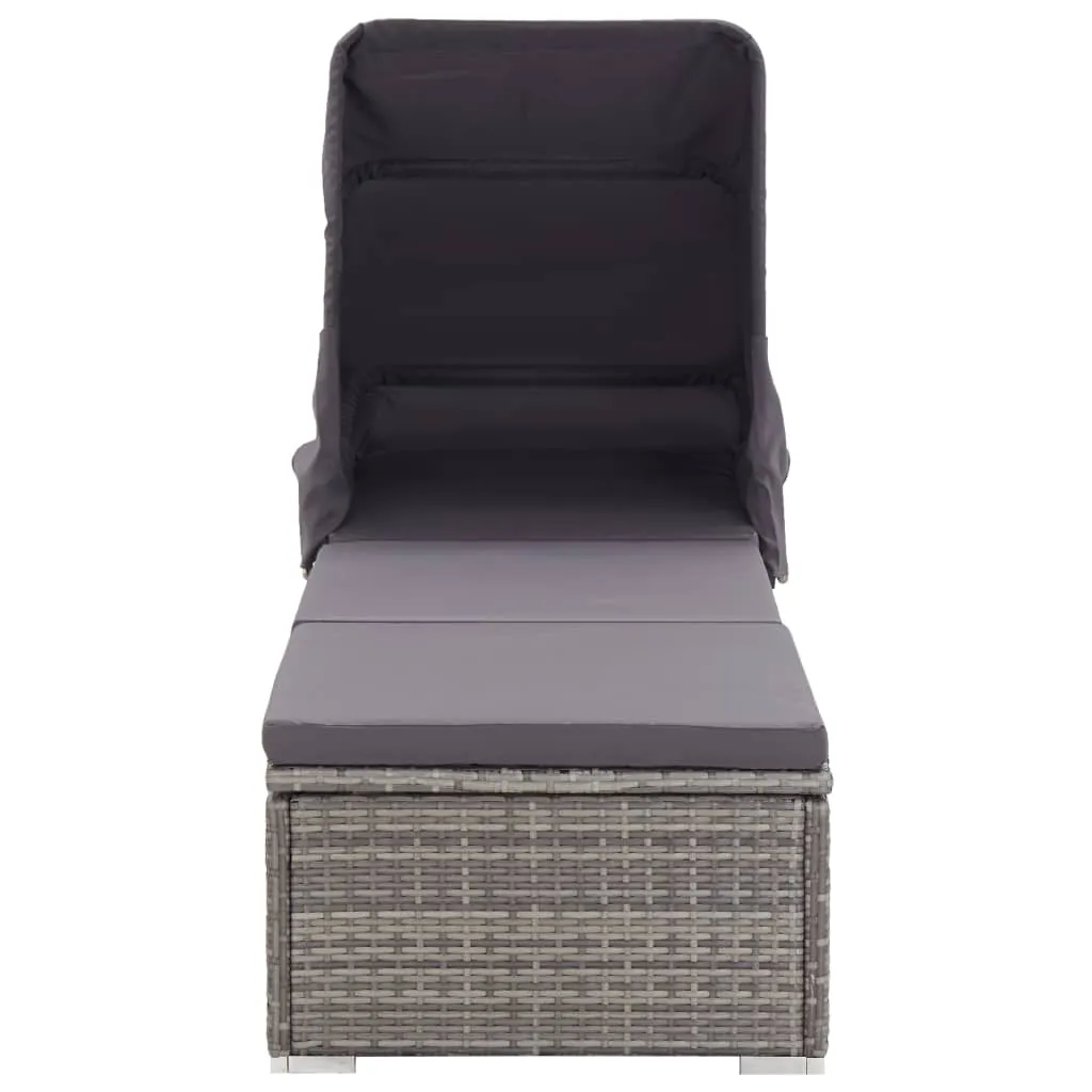 Sonnenliege aus PE-Rattan 195x60x110 cm in Grau