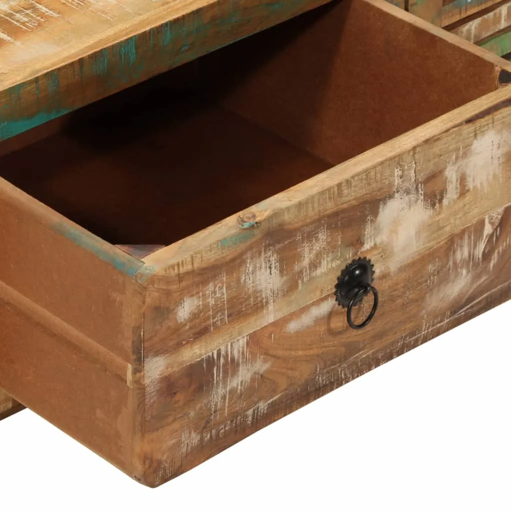 Holz-Couchtisch mit Tür und Schublade 89x55x29 cm Massivholz Farbmix
