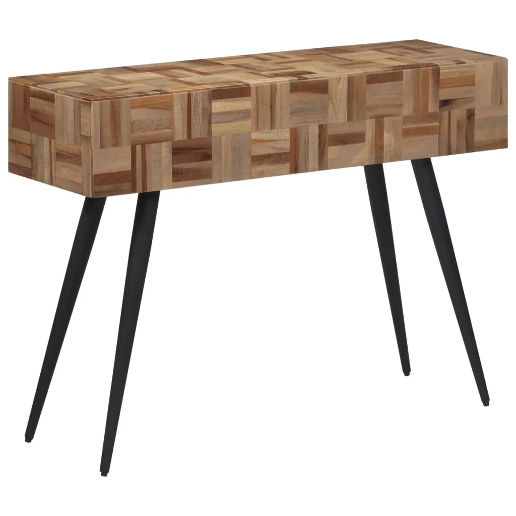 Konsolentisch aus Naturholz mit Eisengestell 110x34x80 cm Schwarz Grau