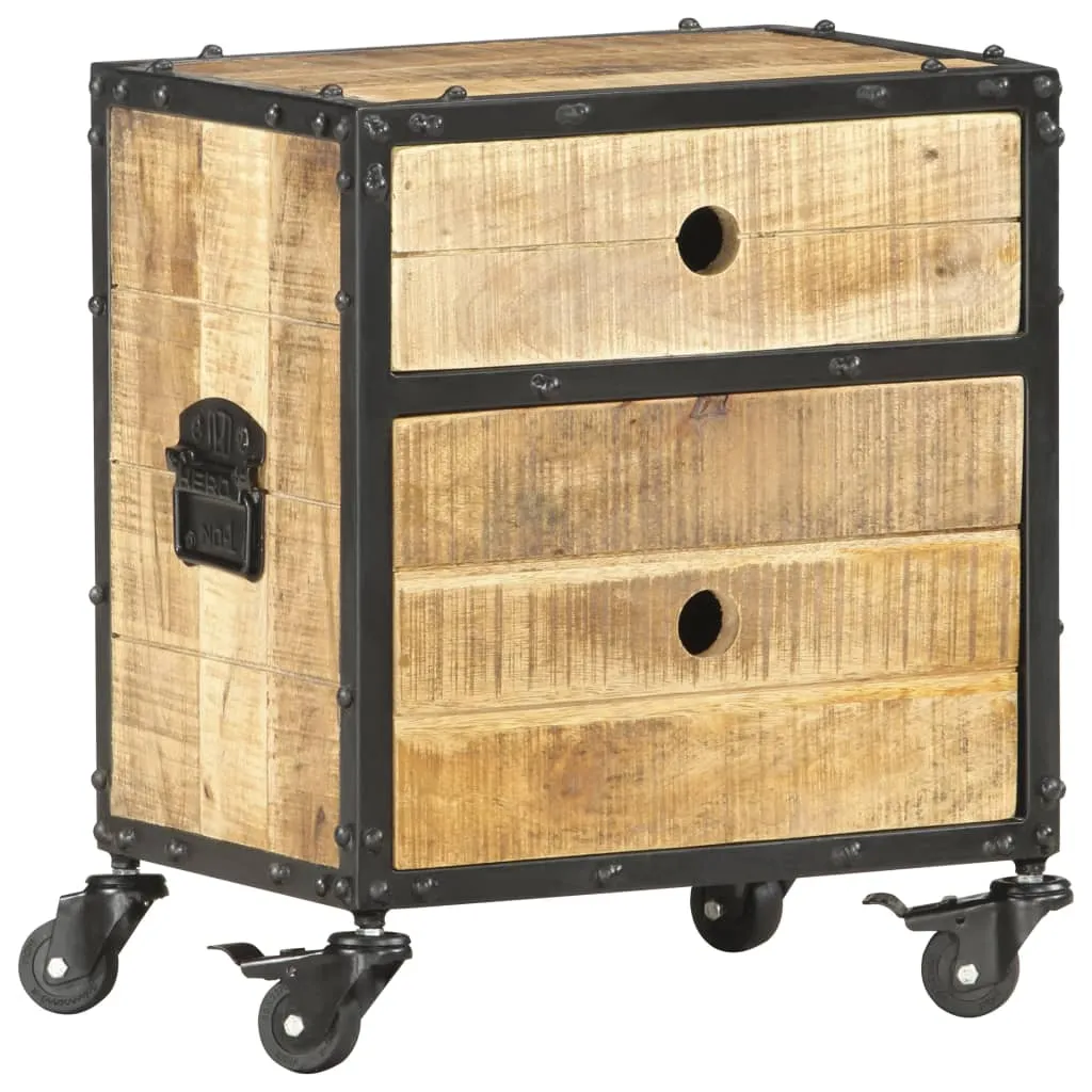 Nachttisch 40x30x50 cm Raues Mangoholz