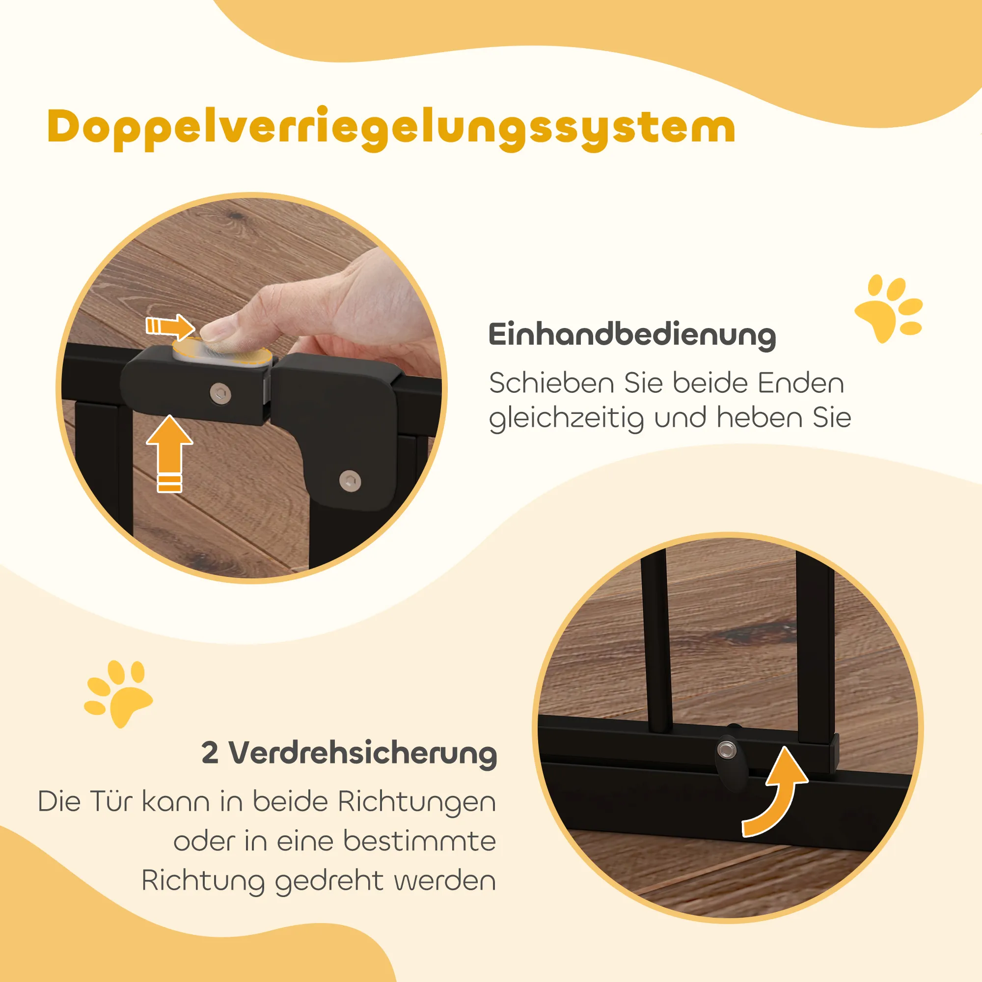 Hunde-Absperrgitter aus Stahl/ABS, verstellbar 75-95 cm, Schwarz