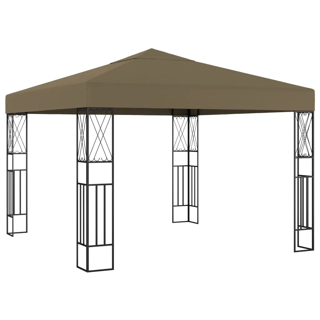 Gartenpavillon 3x3x2,6 m Taupe mit Stahlrahmen und Polyesterdach