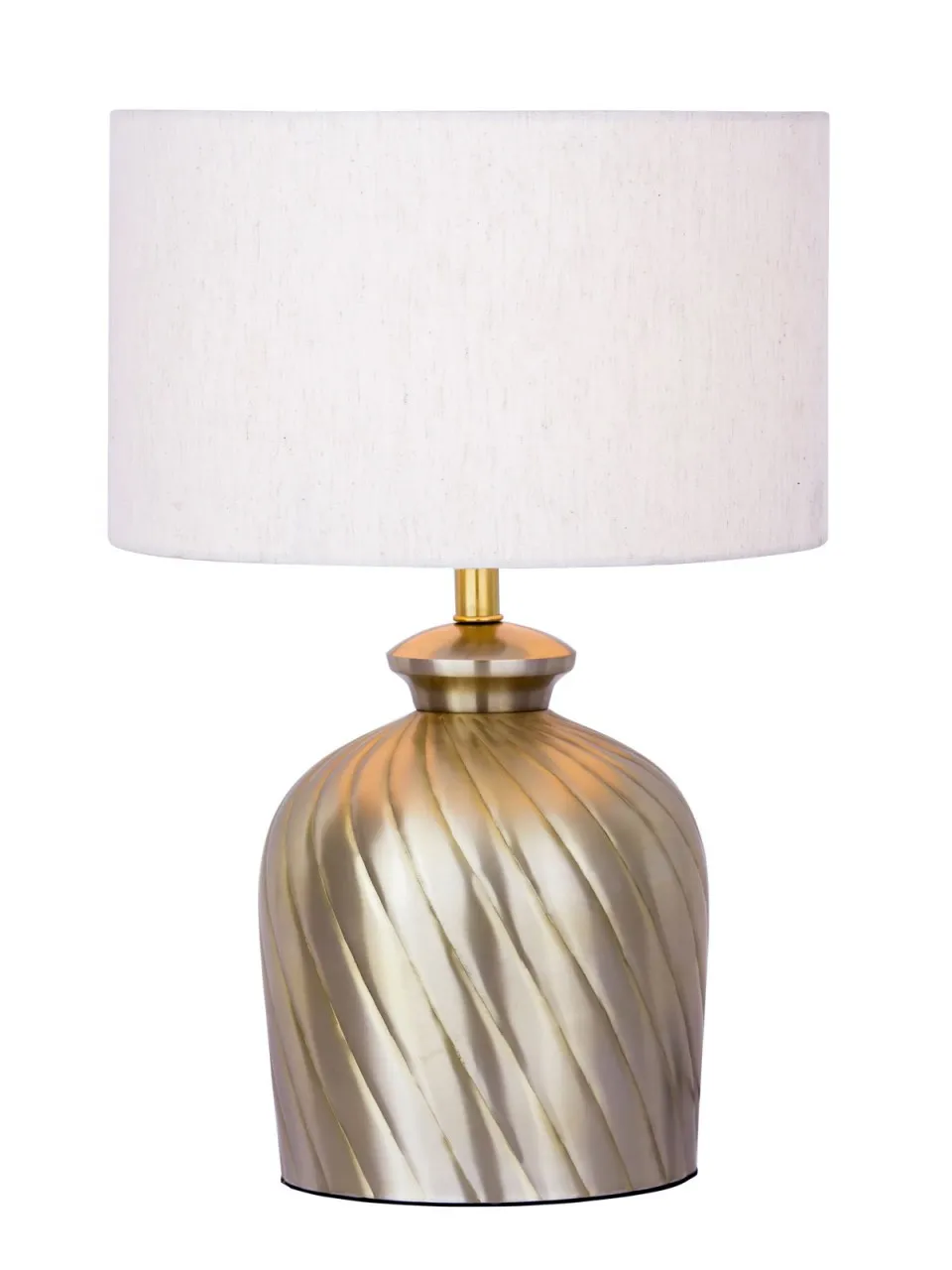 tinkaro Nachttischlampe LECH Baumwolle/Leinengemisch/Metall Dekolampe Gold