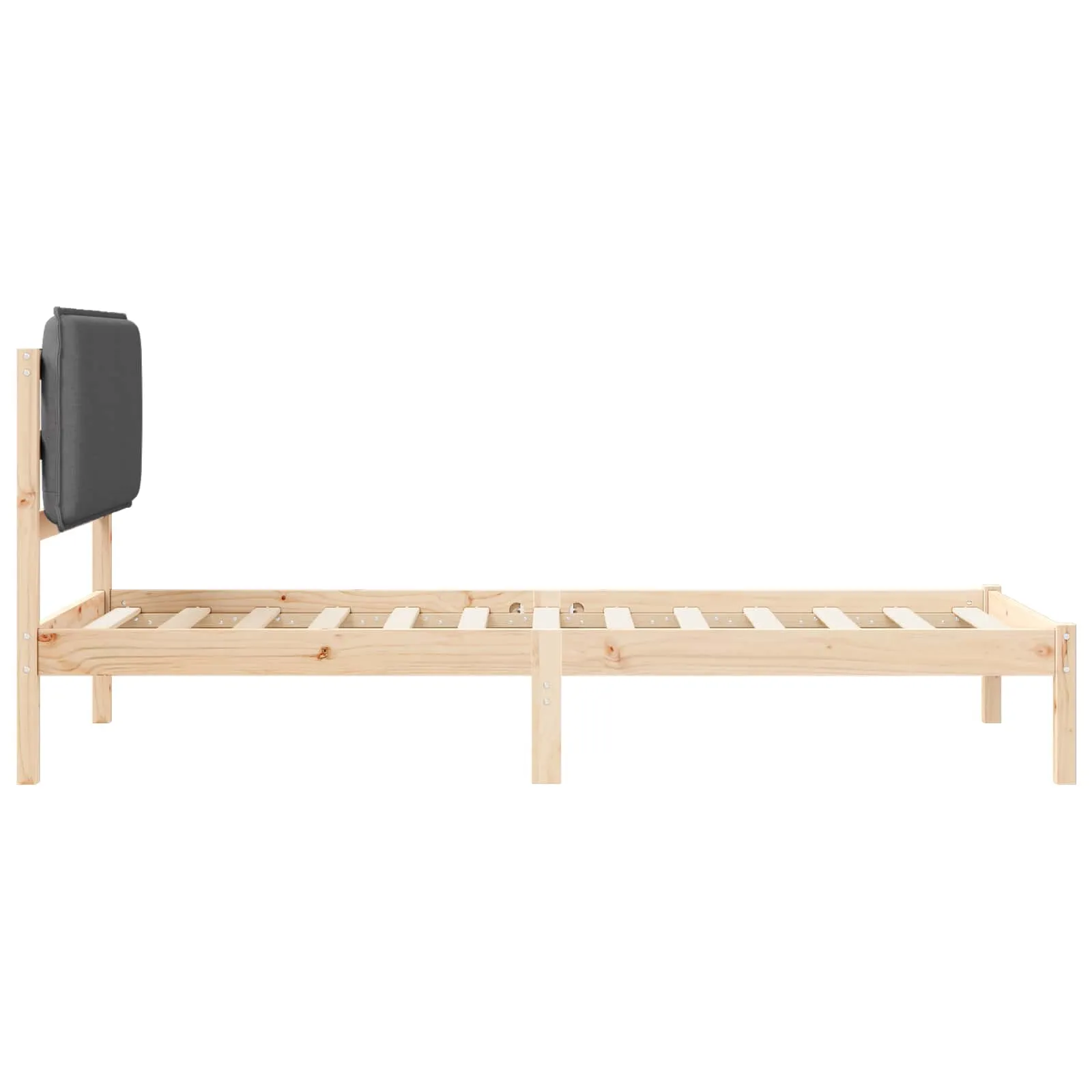 Bettgestell mit gepolstertem Kopfteil 75 x 190 cm Dunkelgrau