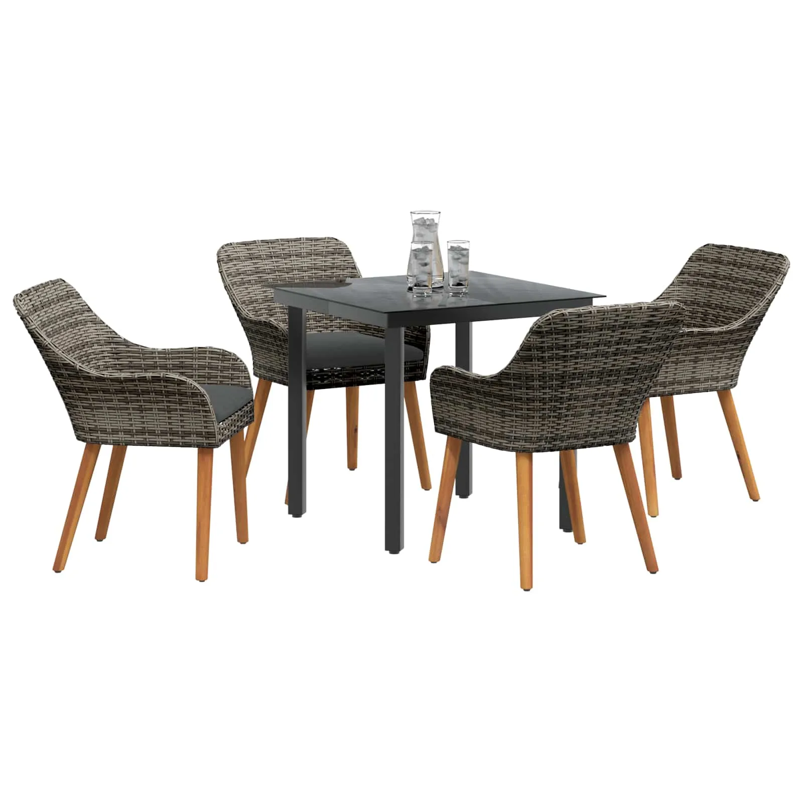 Garten-Esszimmer-Set Grau 80x80x74 cm für 4 Personen
