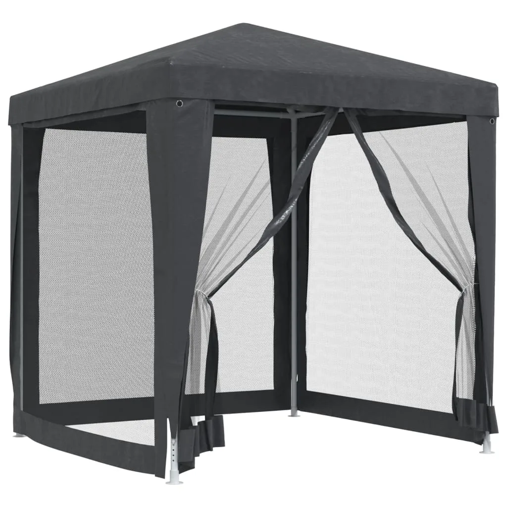 Partyzelt 200x200x240 cm Anthrazit mit wasserfestem HDPE und Mesh-Seitenwänden