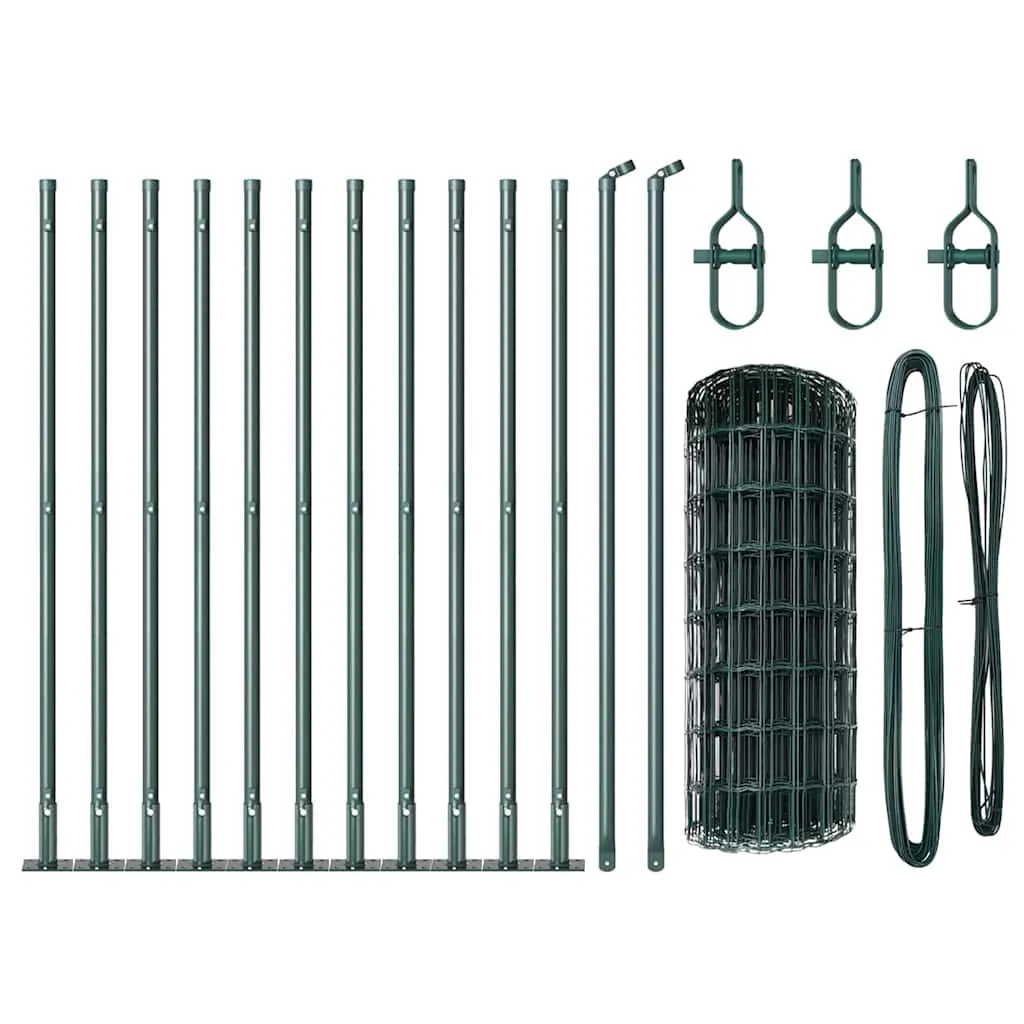 Outdoor-Zaunpaneel-Set 2500 x 3,2 x 60 cm Grün aus Stahl und PVC