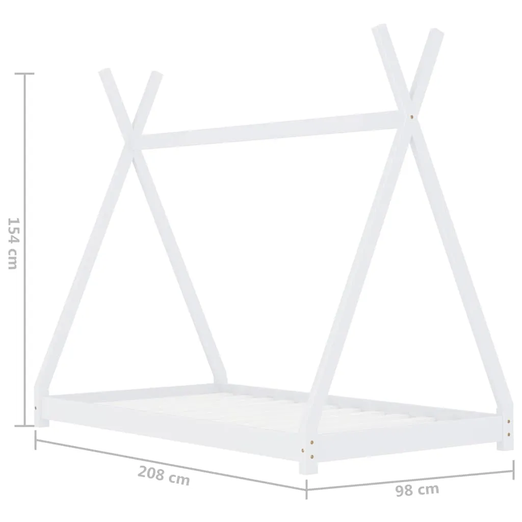 Kinderbett Bettrahmen Weiß 208x98x154 cm aus massivem Kiefernholz