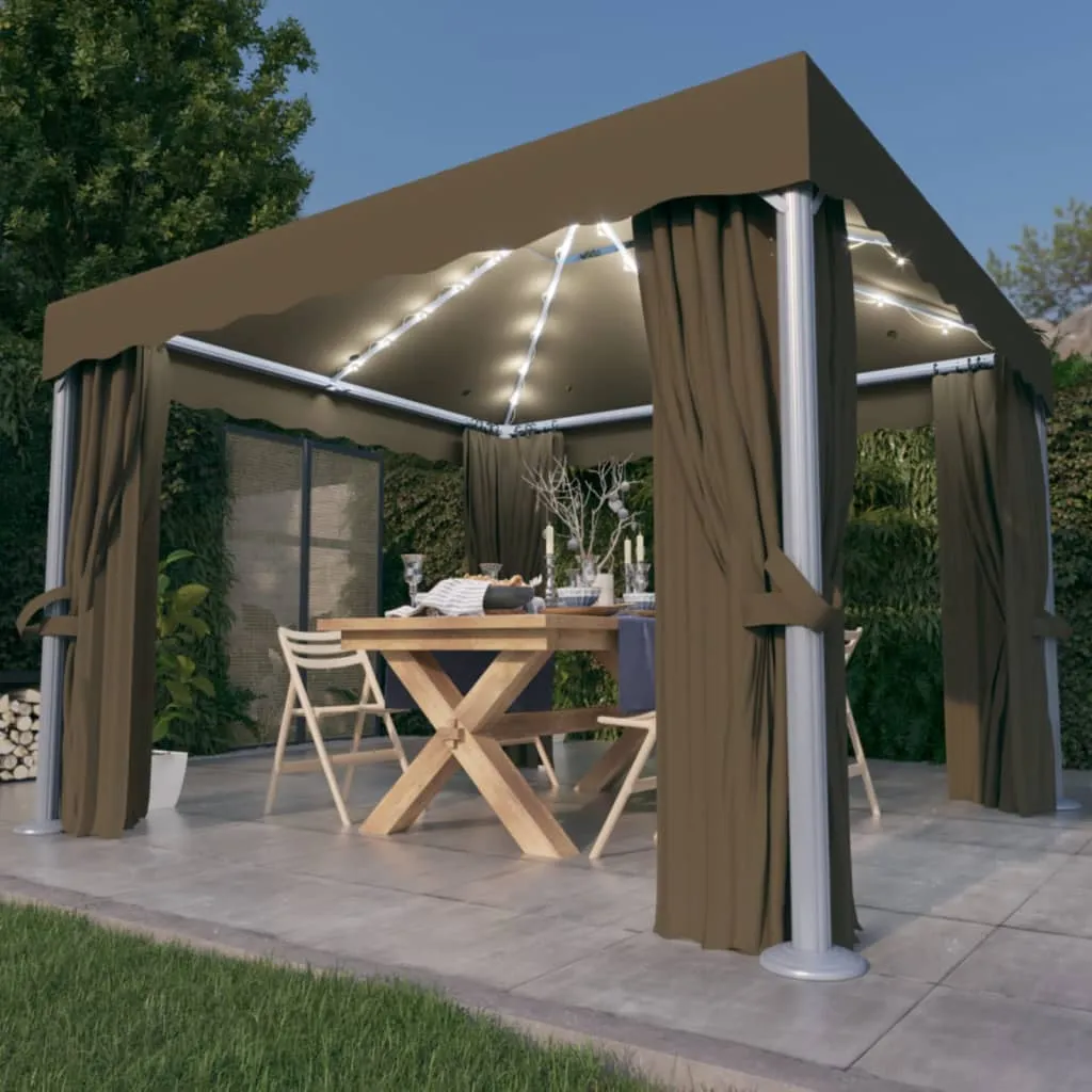 Pavillon 3x3 m Taupe mit Aluminiumgestell und Doppeldach
